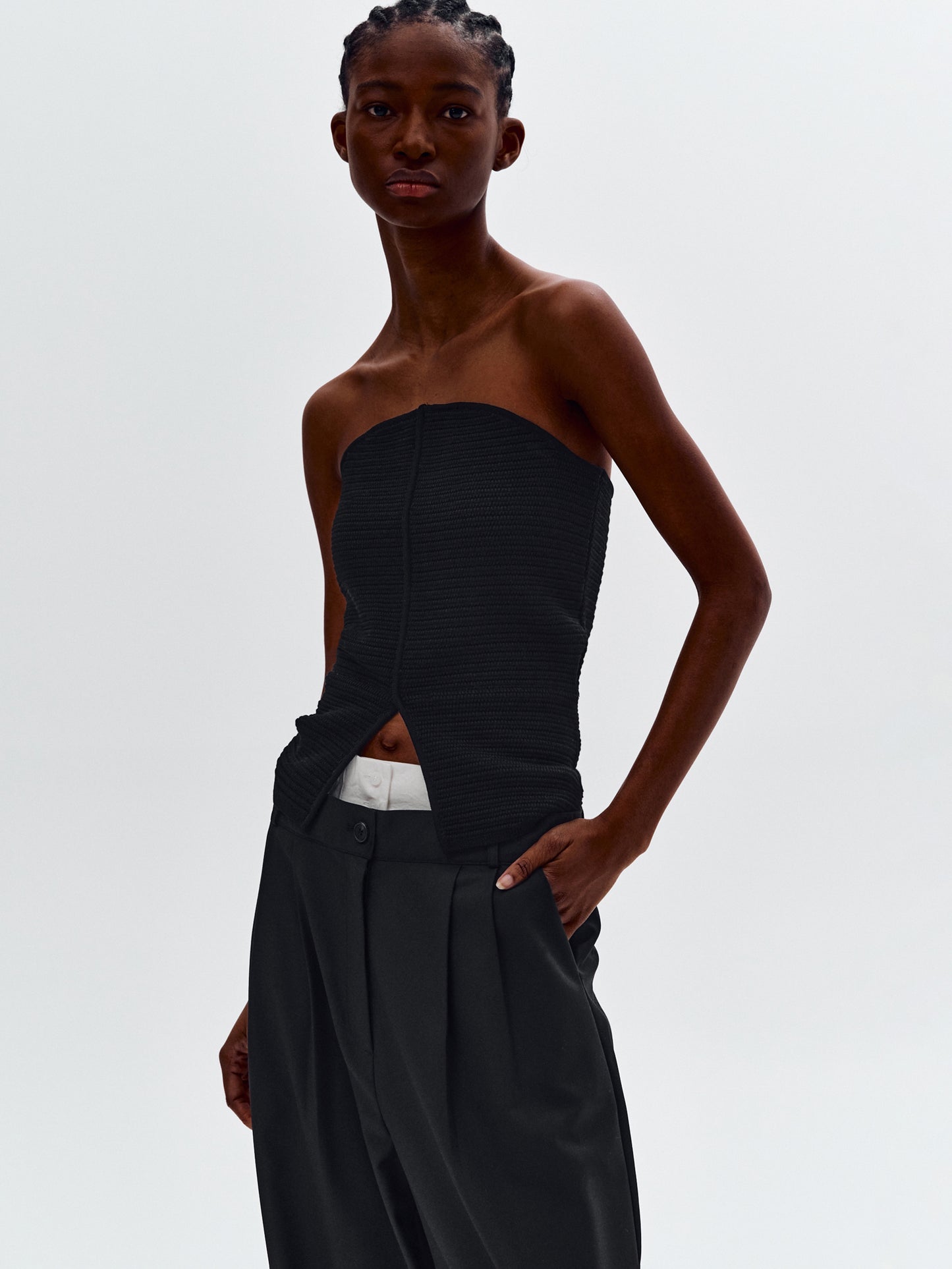 Dart Knitted Tube Top, Black