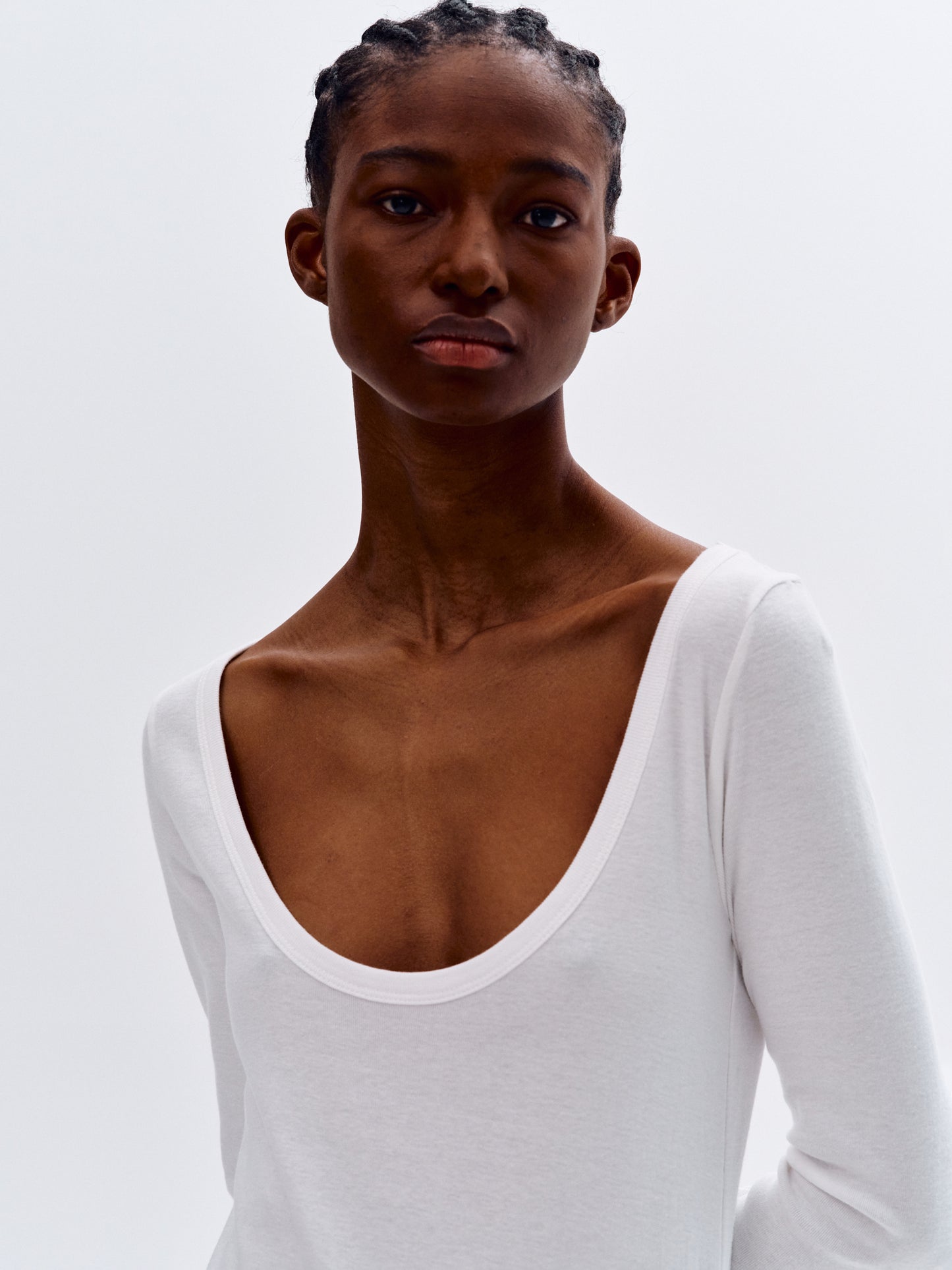 Cotton Scoop Neck Dress, White