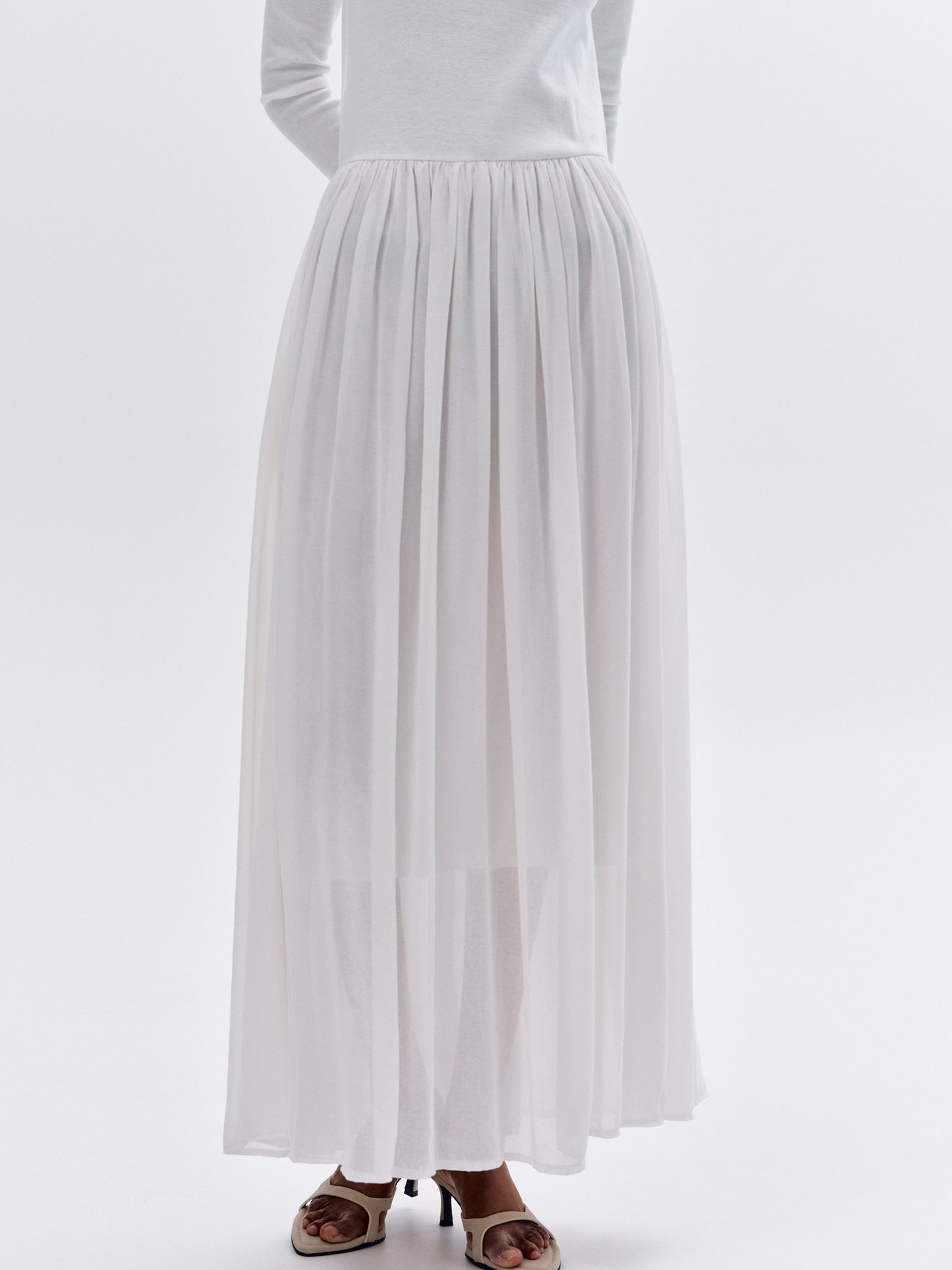 Cotton Scoop Neck Dress, White