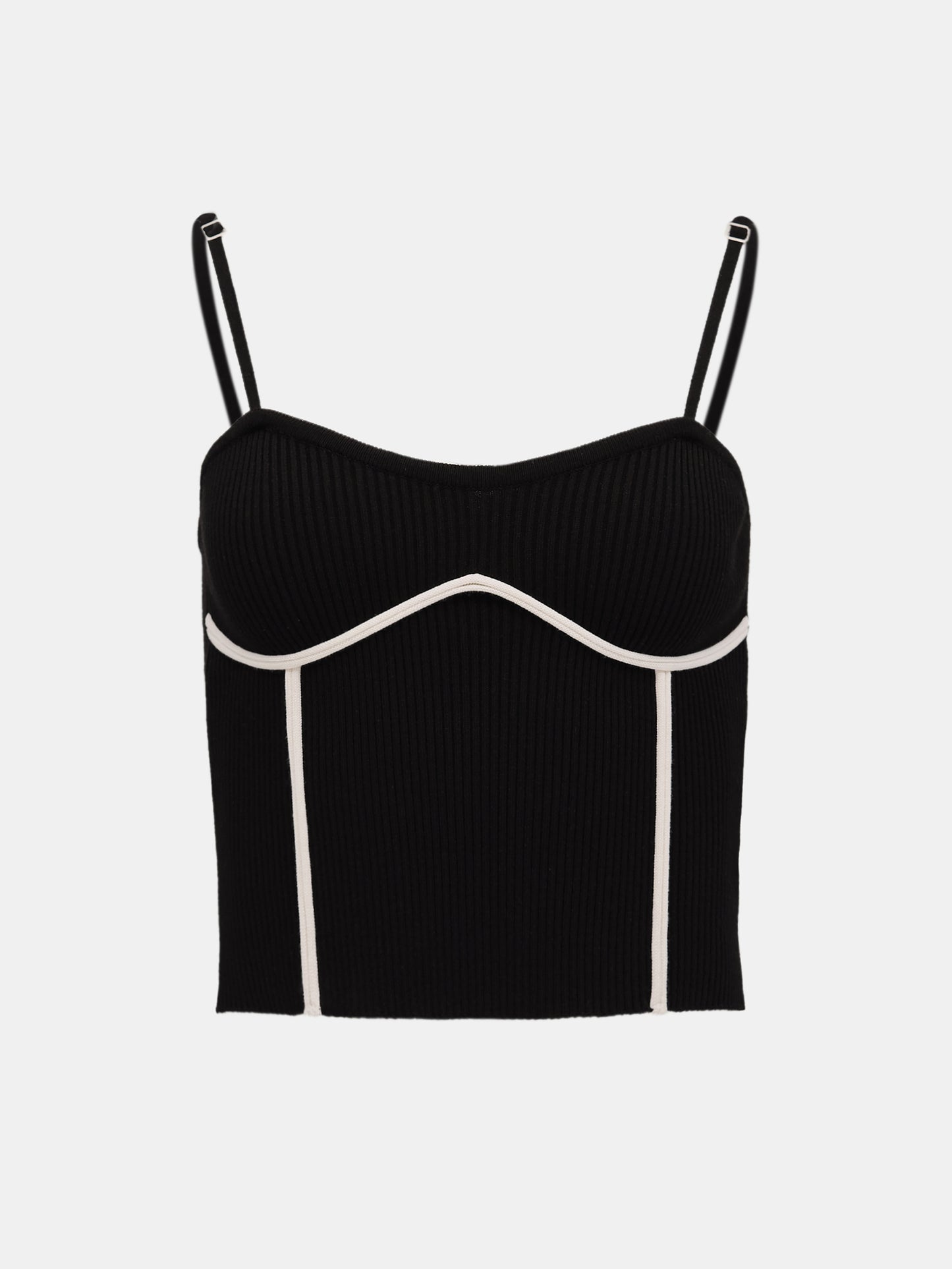 Bustier Rib Tank Top, Black