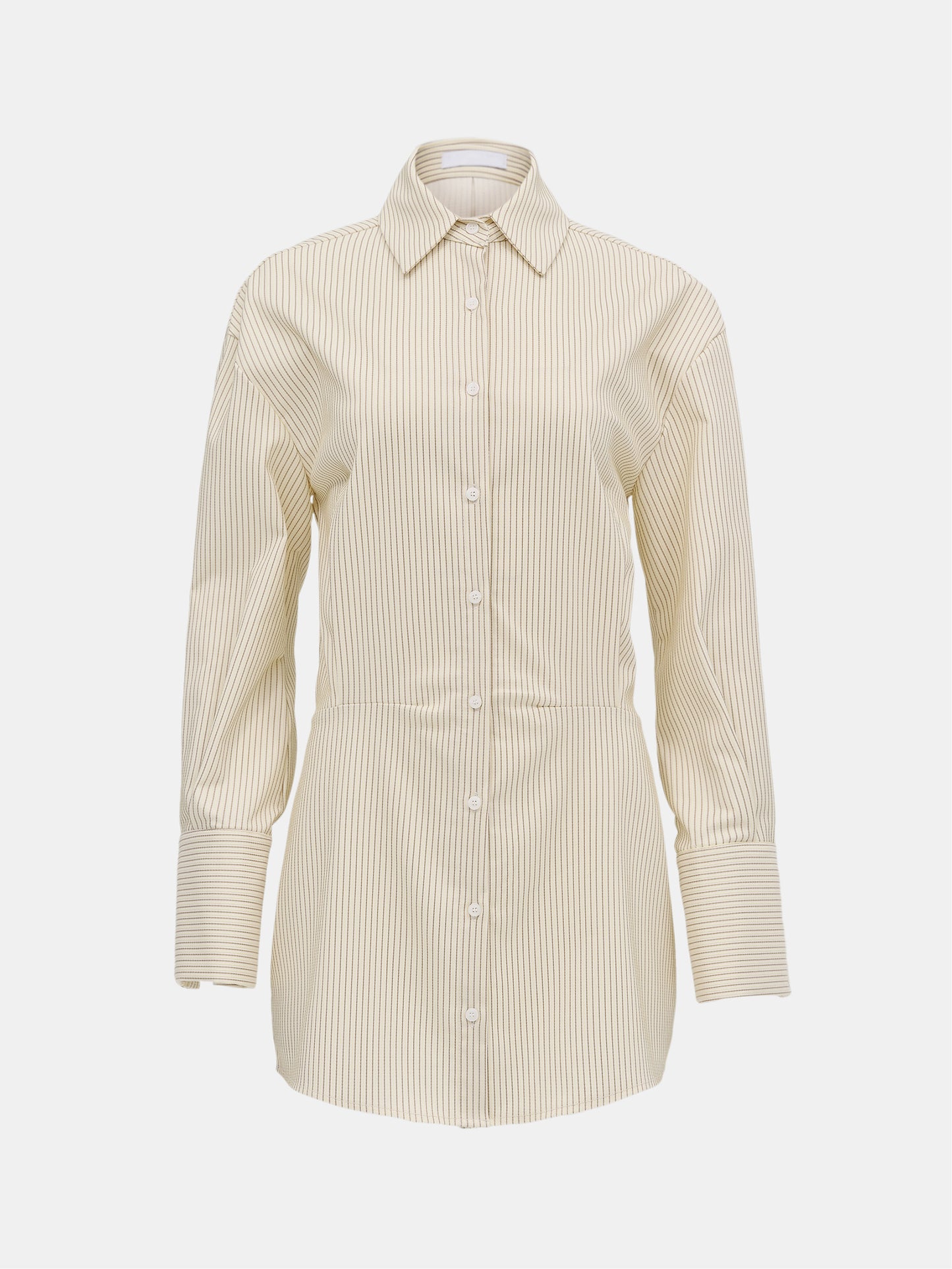 Striped Shirt Minidress, Beige