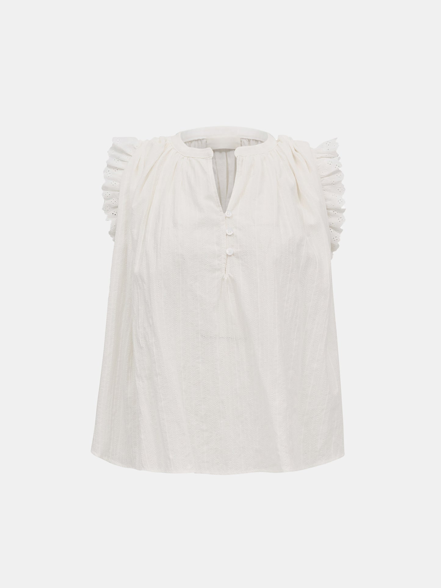 Gauze Eyelet Blouse, White