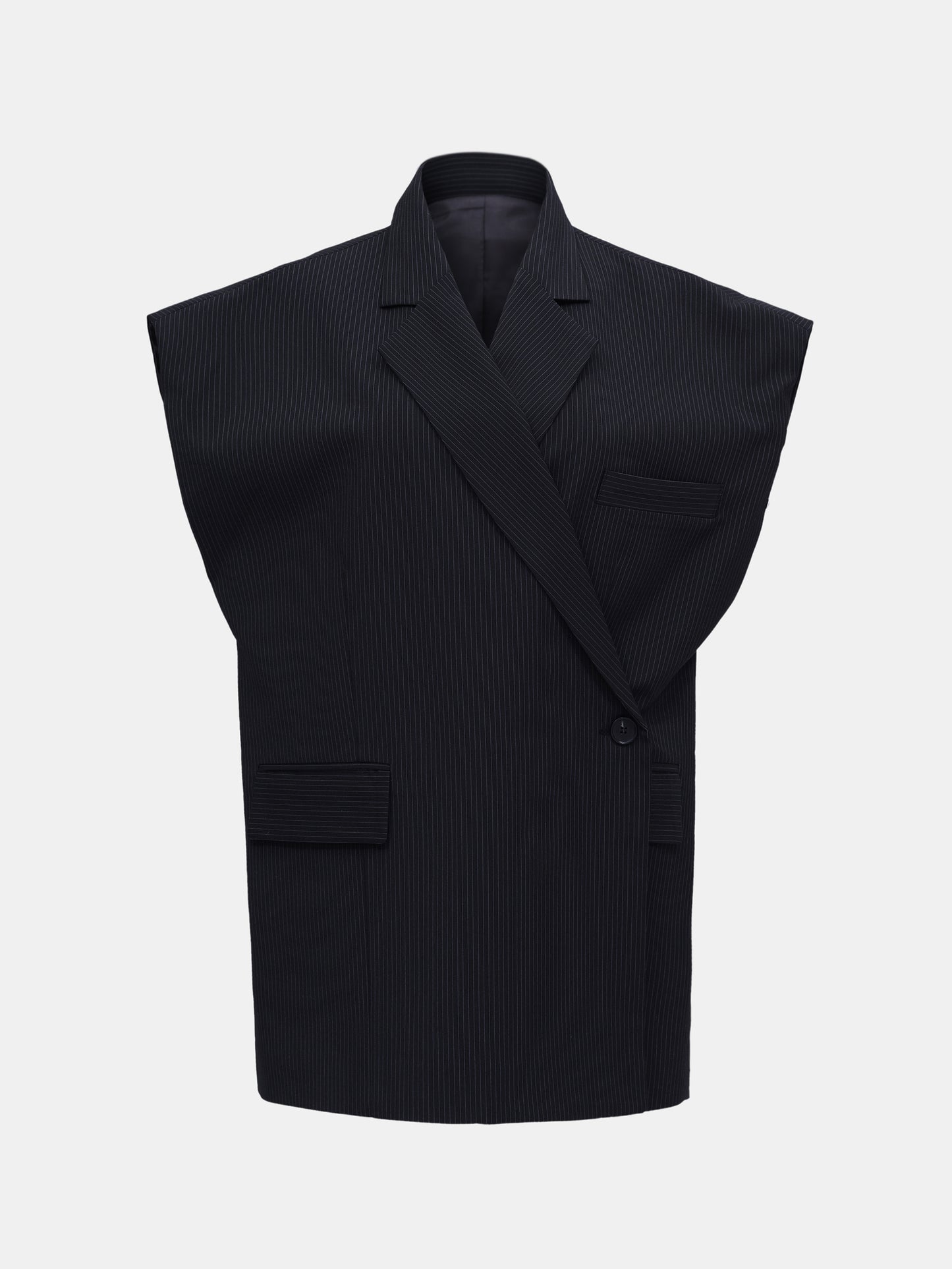 Oversized Wrap Blazer Vest, Black