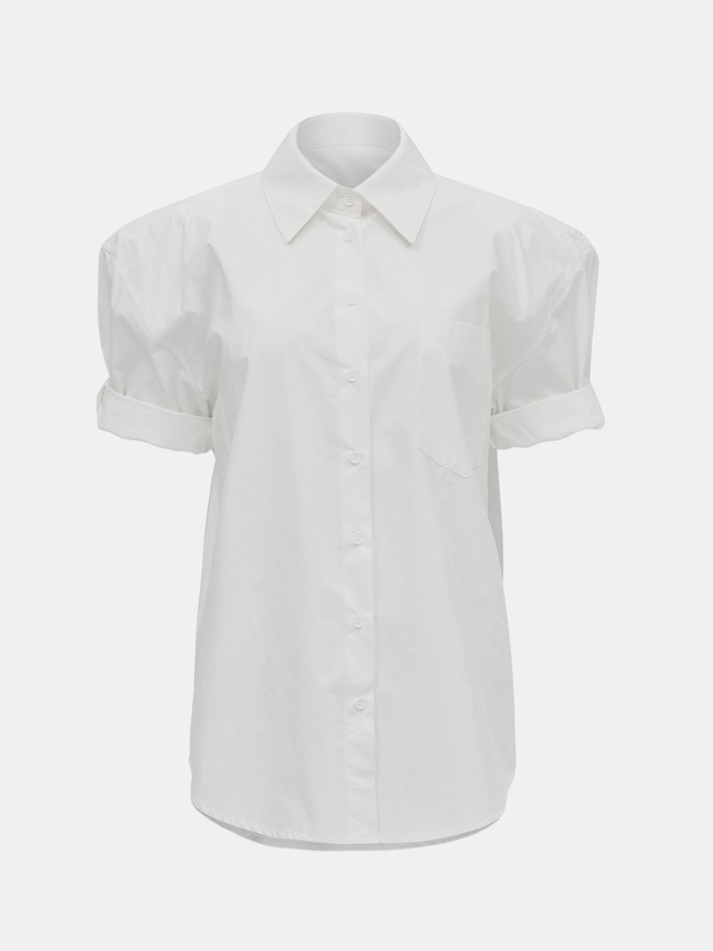 Pad Shoulder Poplin Shirt, White