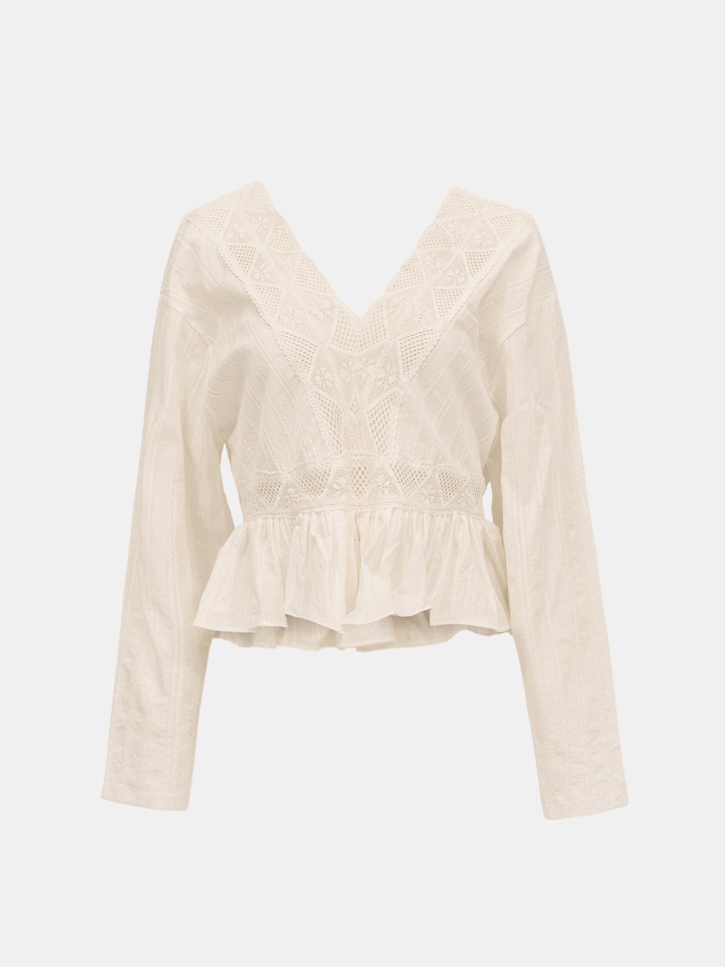 Lace Inset Blouse, Beige