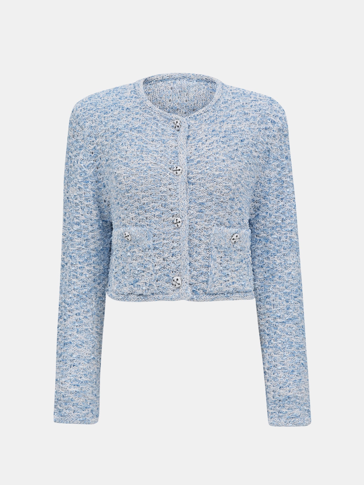 Tweed Knit Cardigan, Sky Blue
