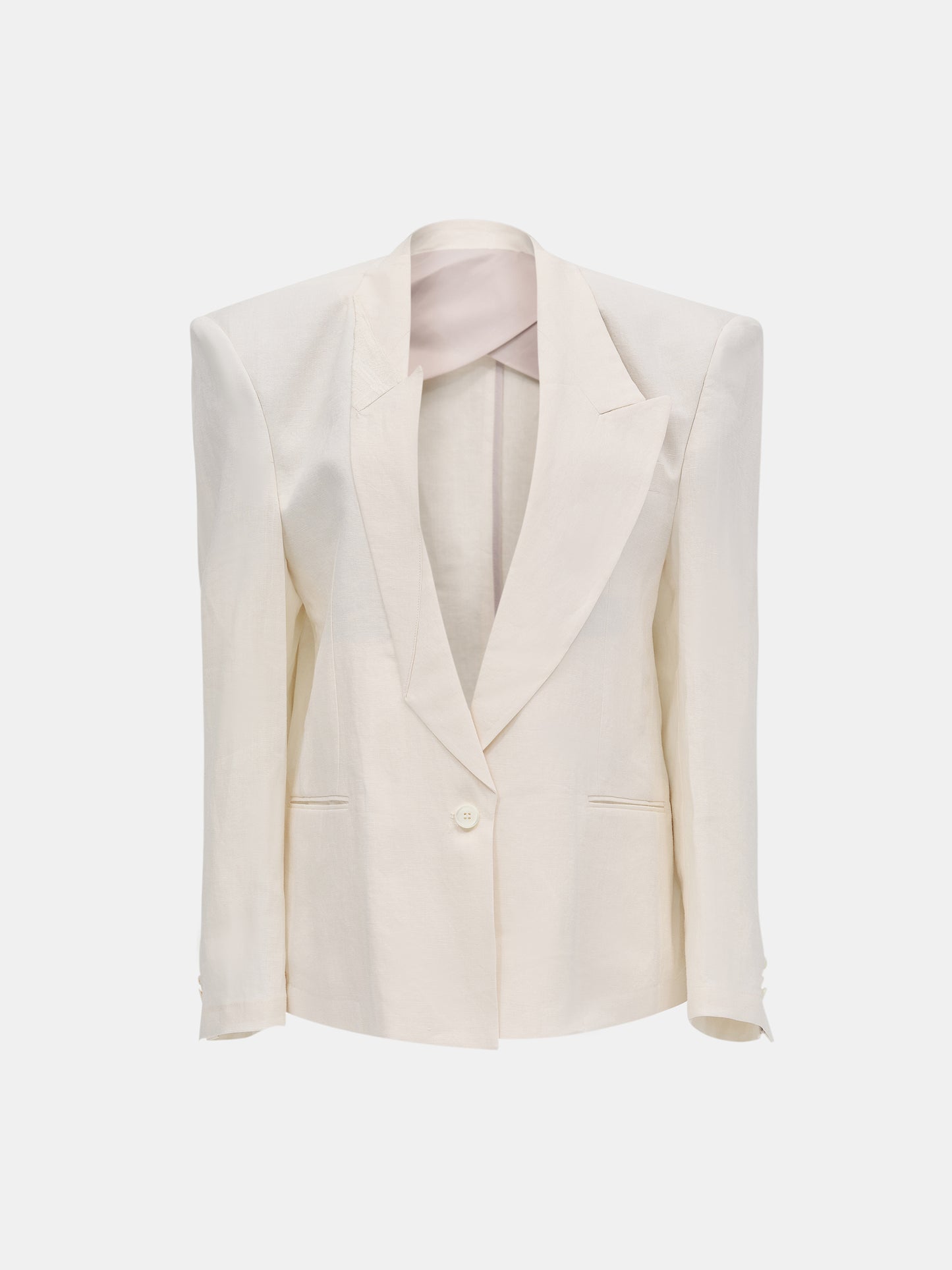 Folded Point Linen Blazer, Ivory