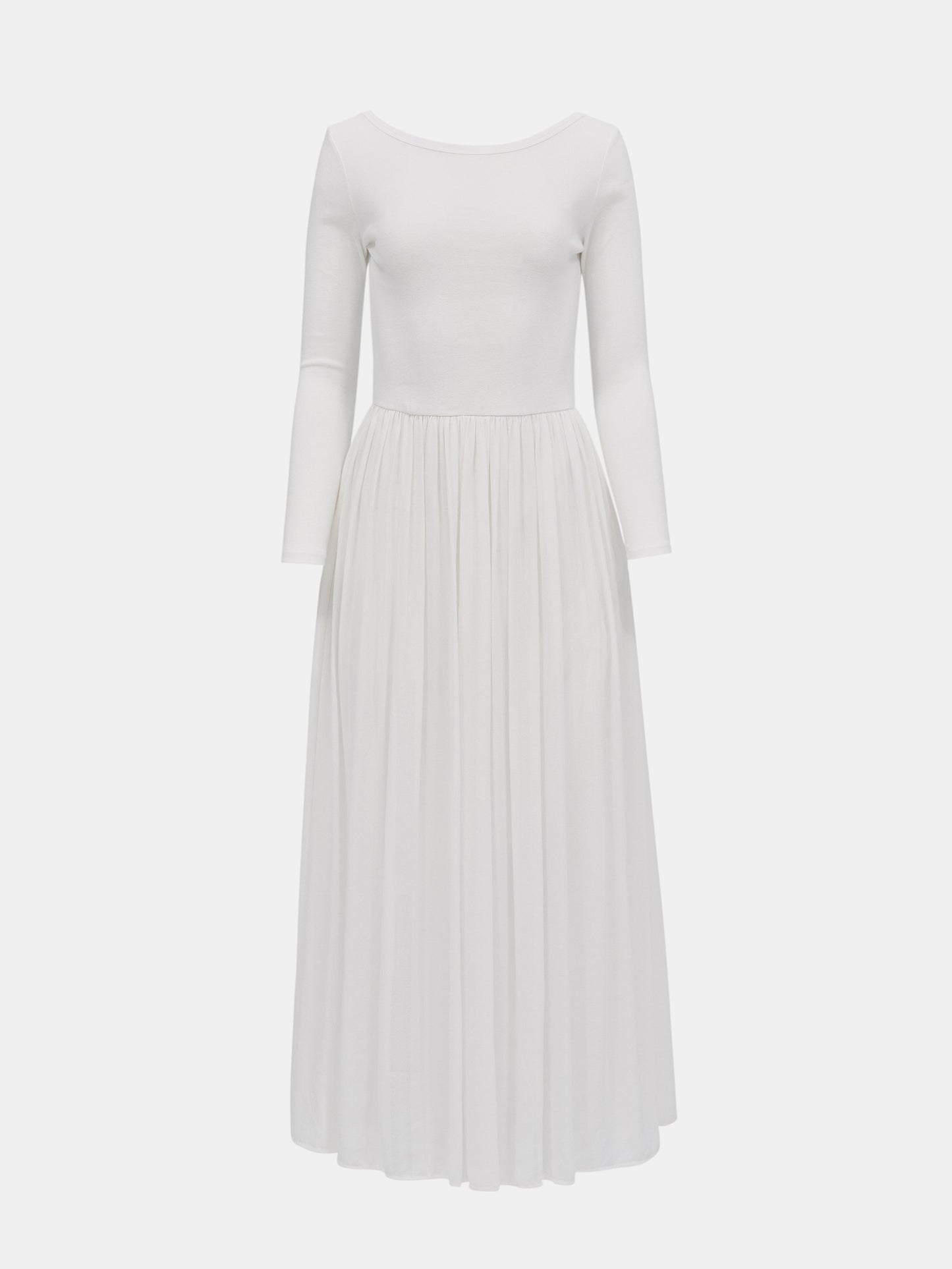 Cotton Scoop Neck Dress, White