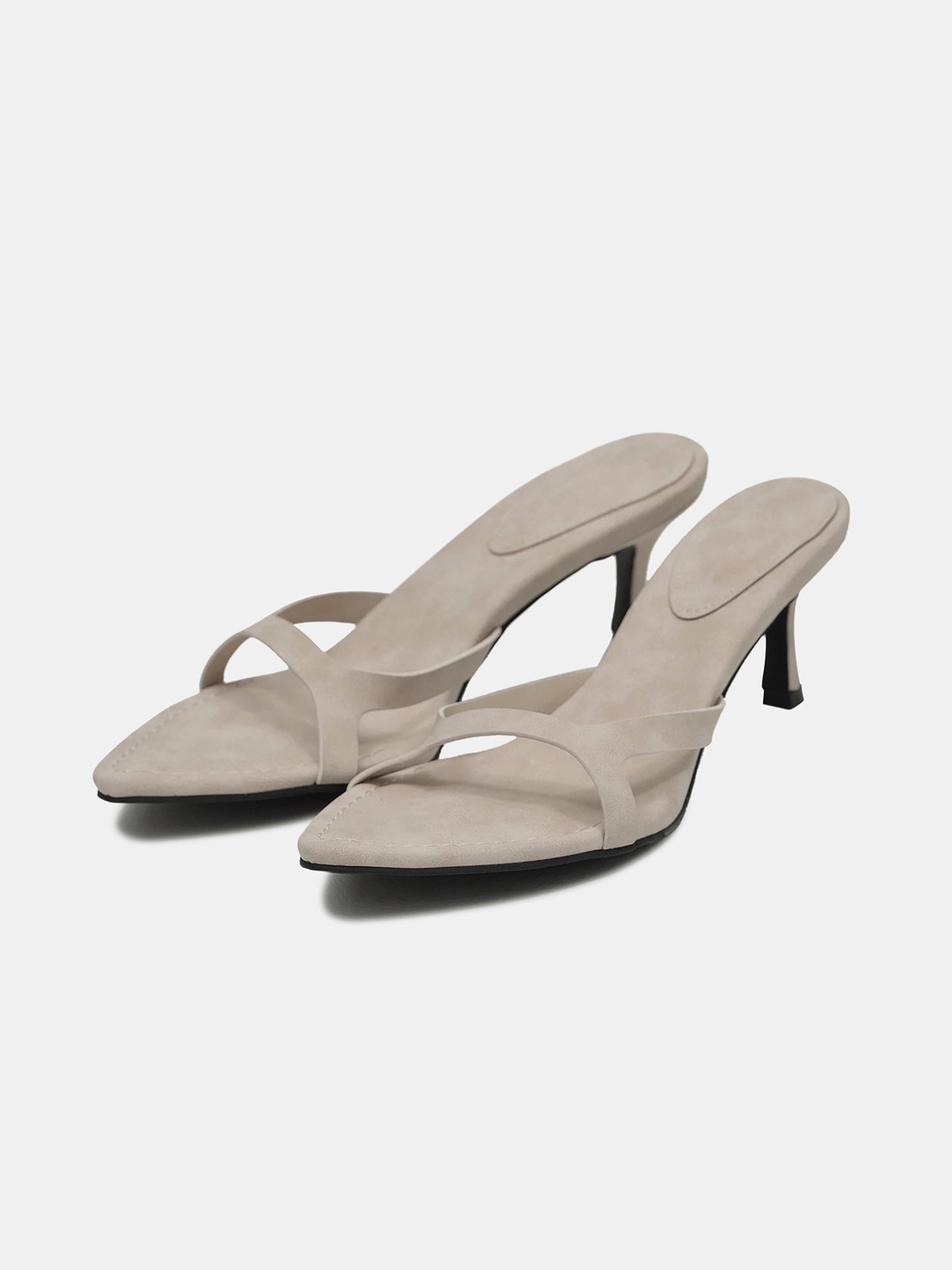 Minimal Strap Heeled Sandals,Ivory