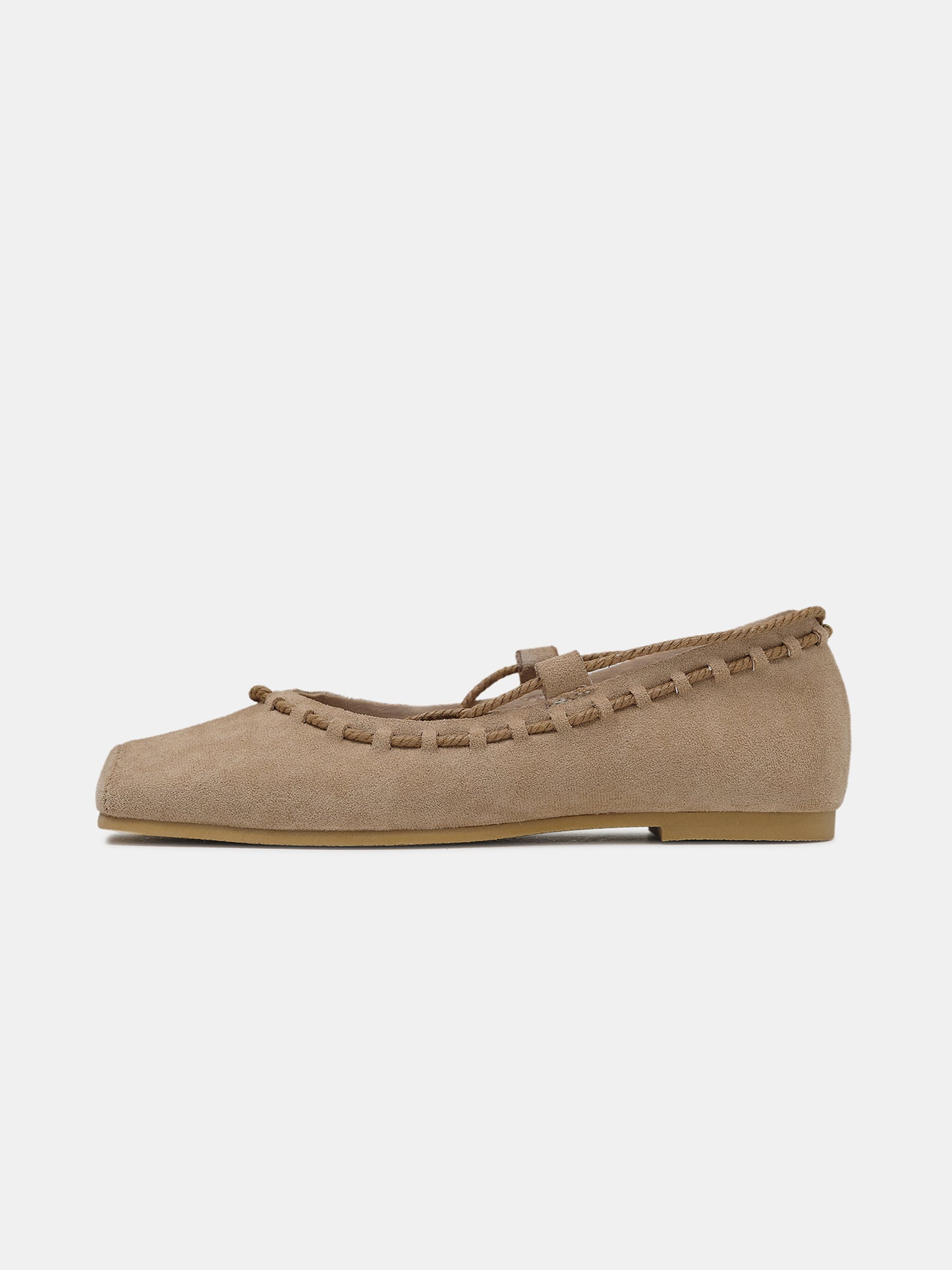 Strappy Braided Ballerina Flats, Natural