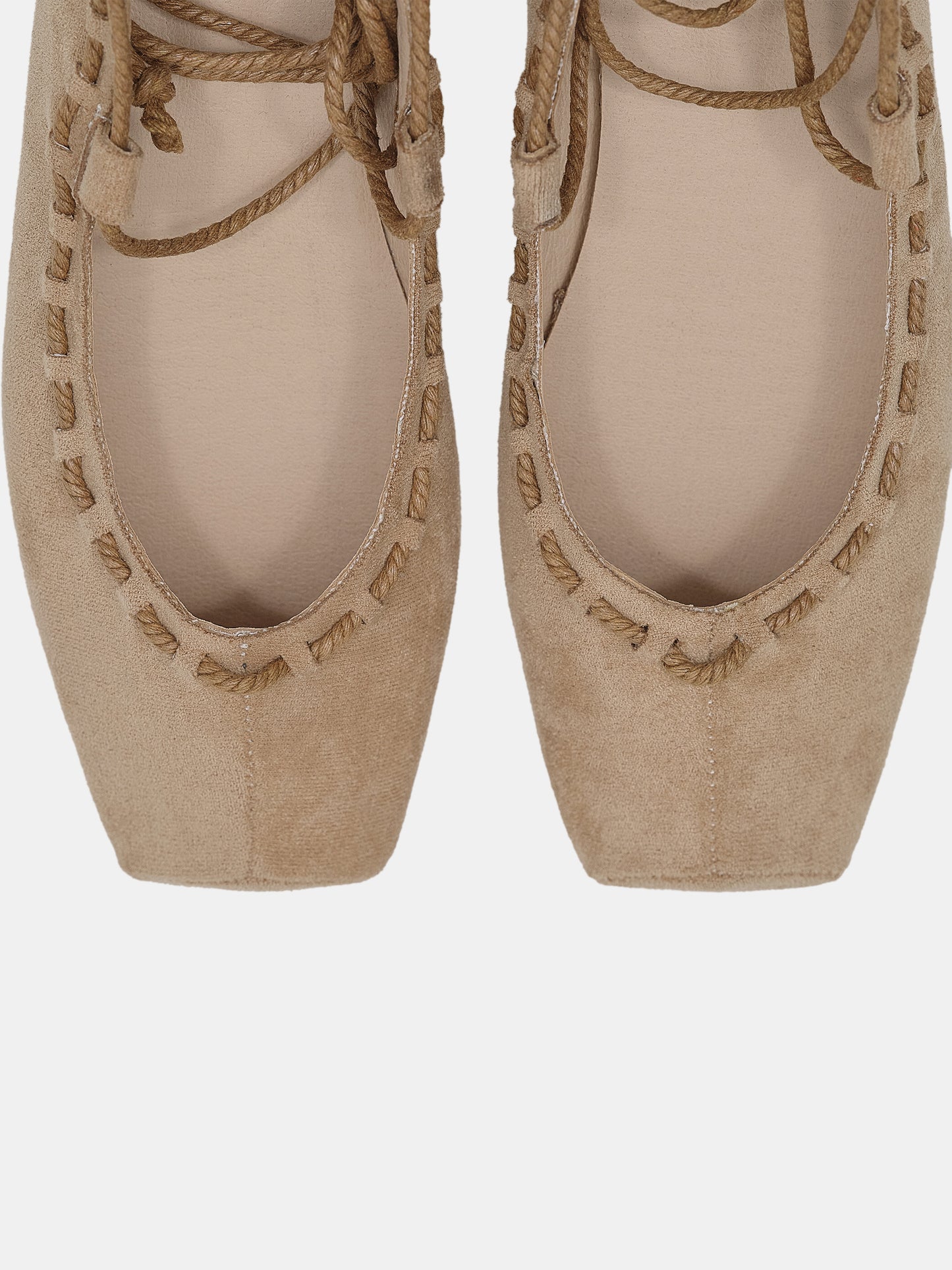 Strappy Braided Ballerina Flats, Natural