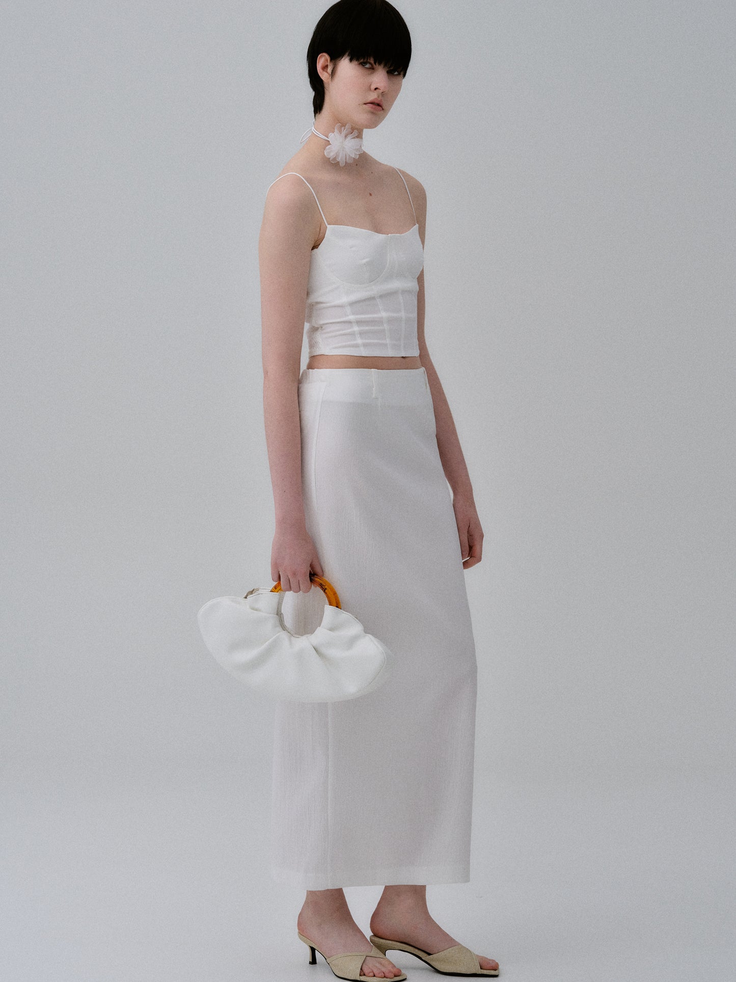 Cloqué Maxi Skirt, White