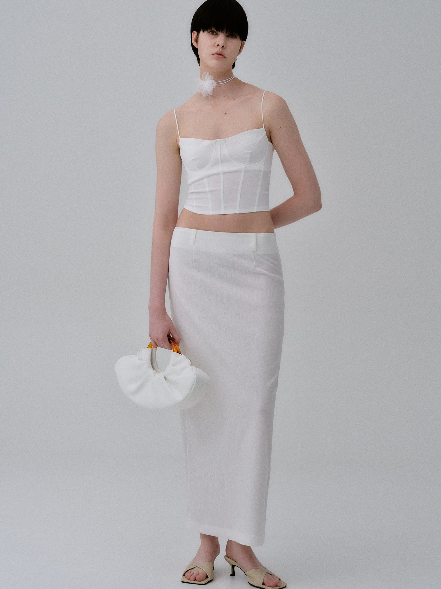 Cloqué Maxi Skirt, White