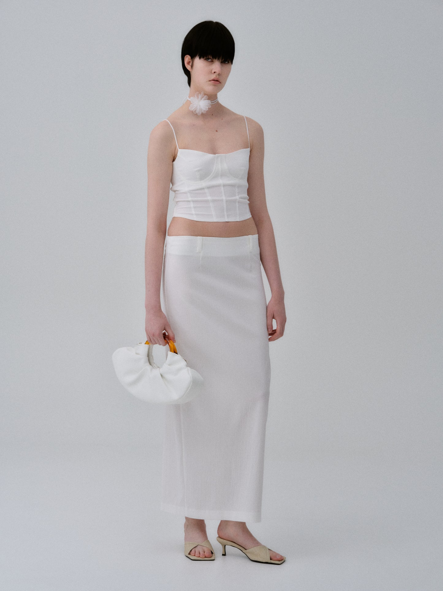 Cloqué Maxi Skirt, White