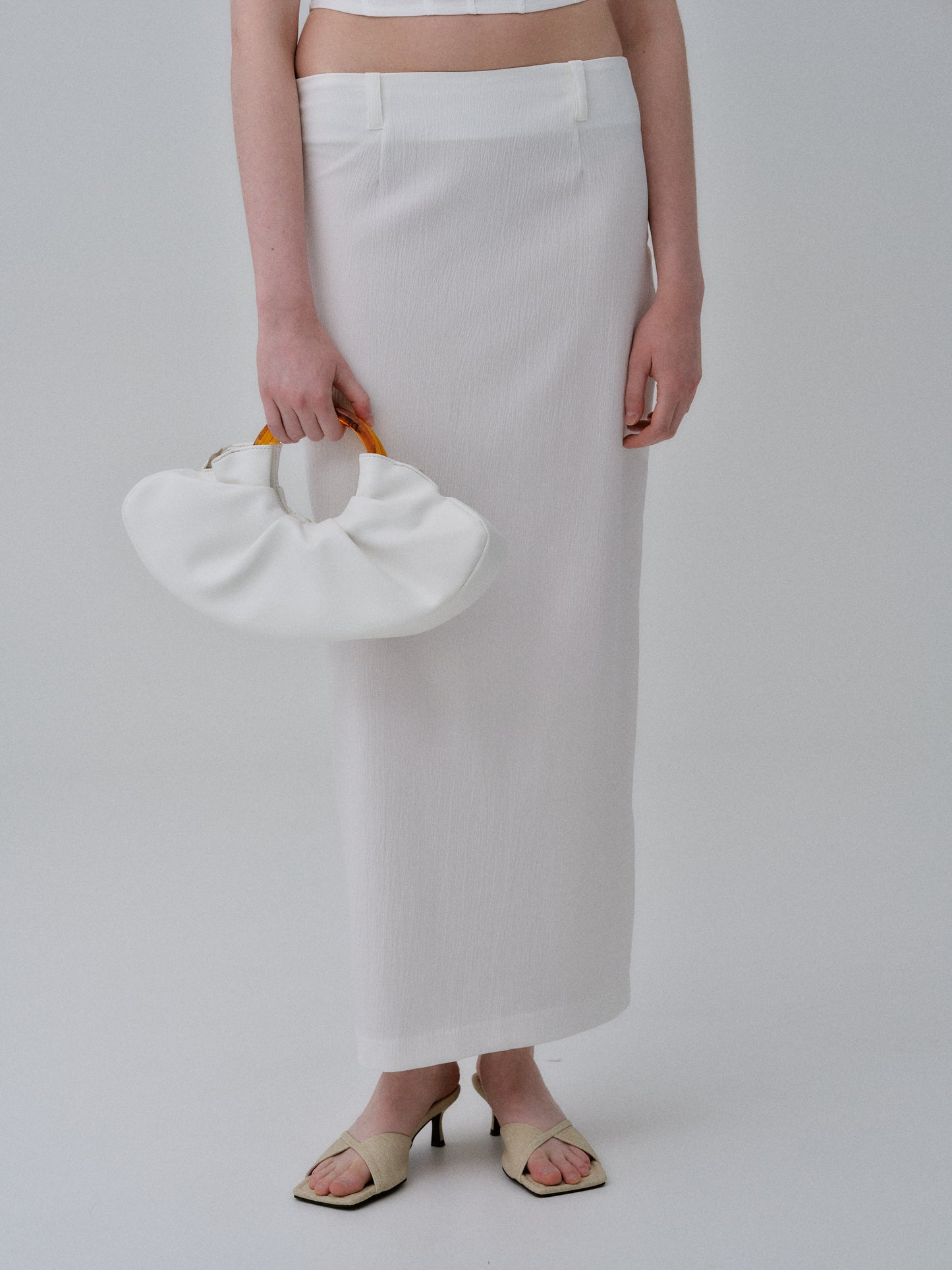 Cloqué Maxi Skirt, White