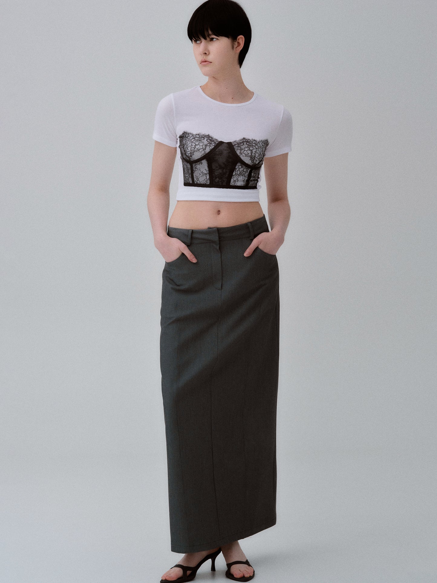 Bustier Print T-Shirt, White