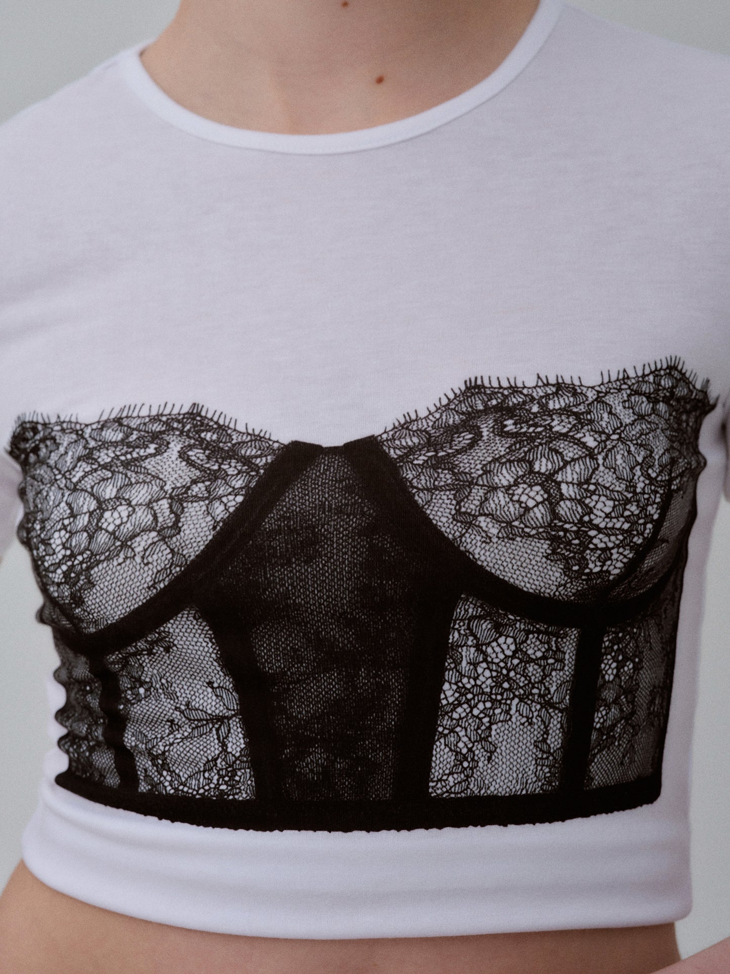 Bustier Print T-Shirt, White