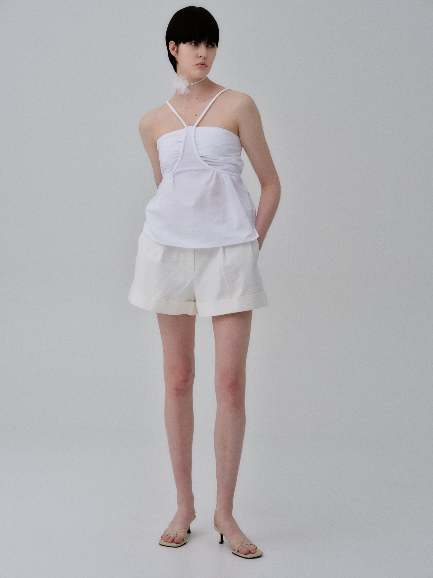 Poplin Halter Top, White