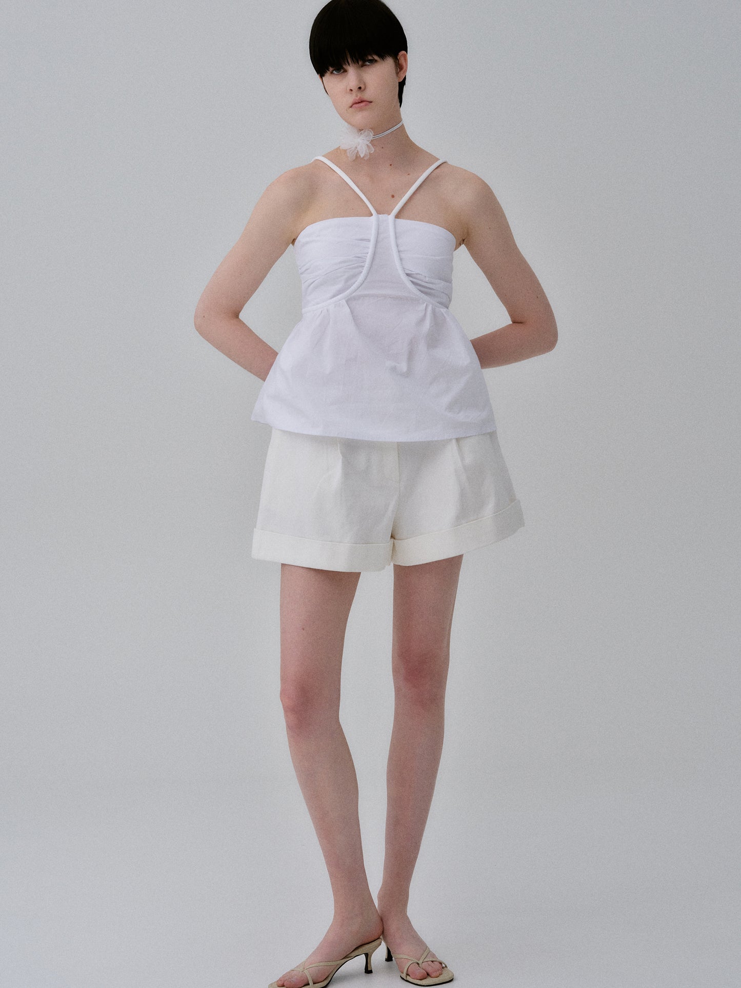 Poplin Halter Top, White