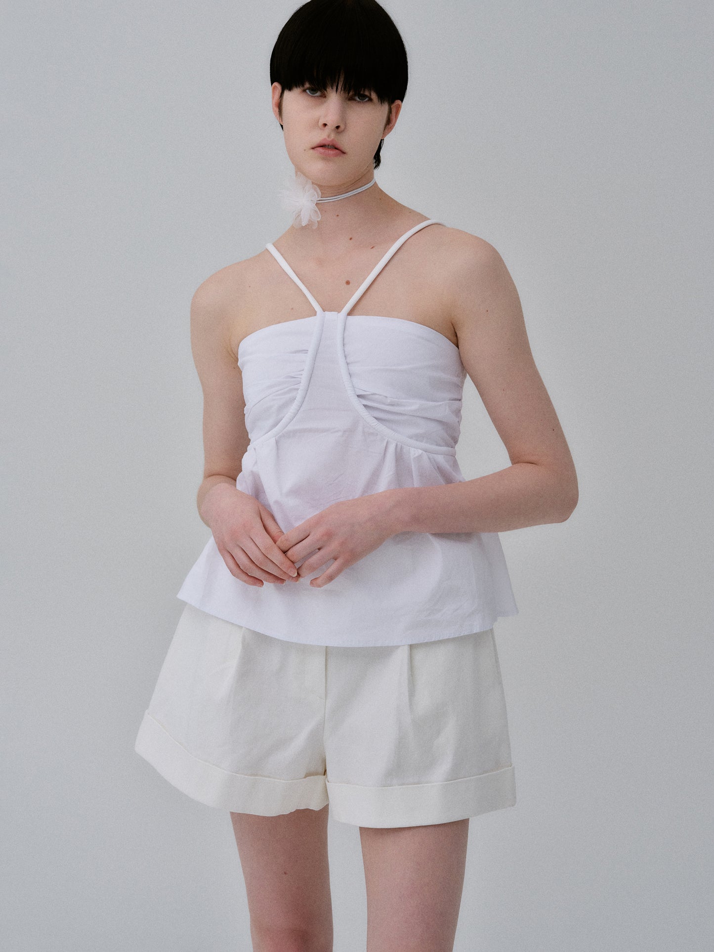 Poplin Halter Top, White