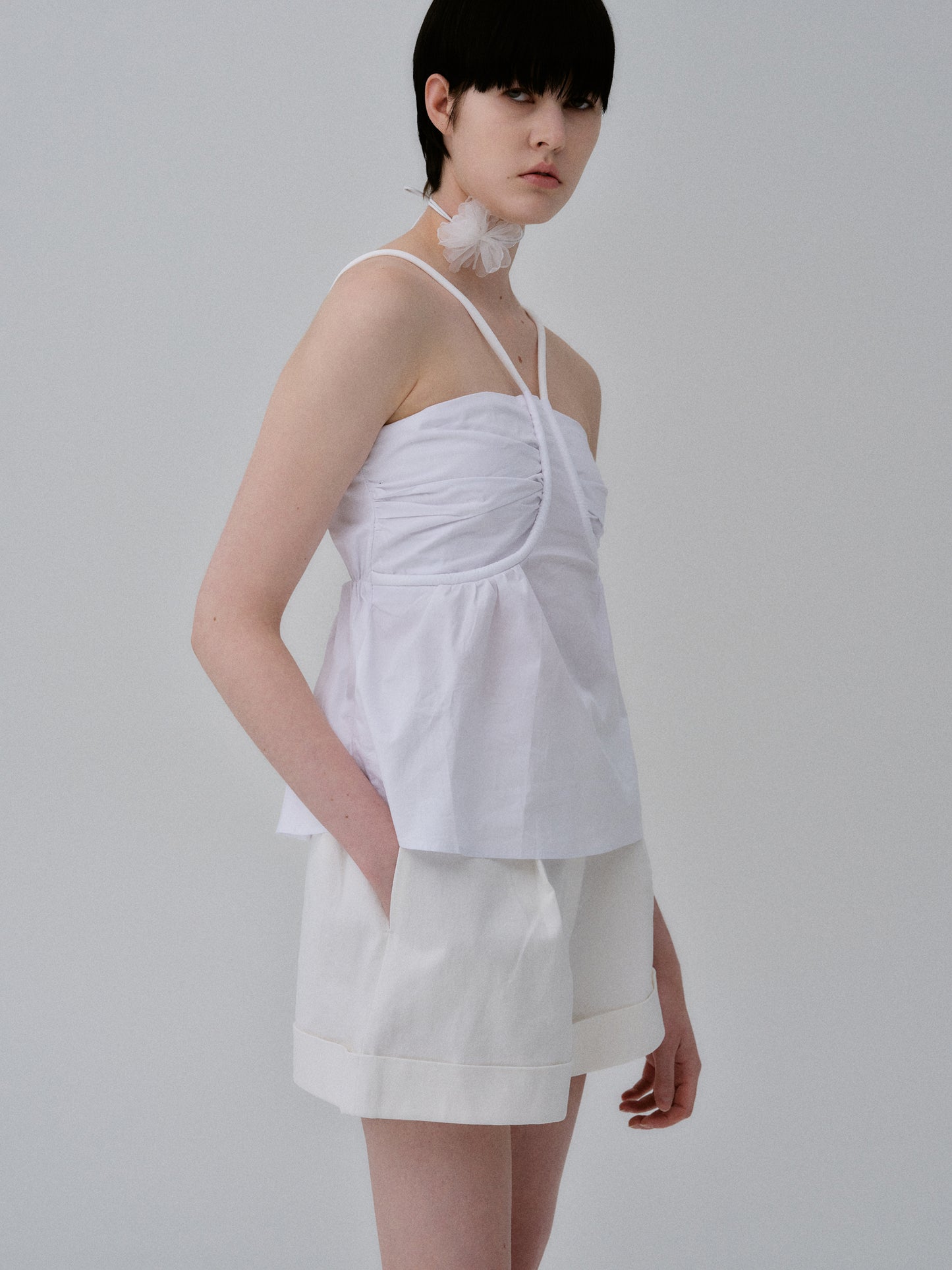 Poplin Halter Top, White