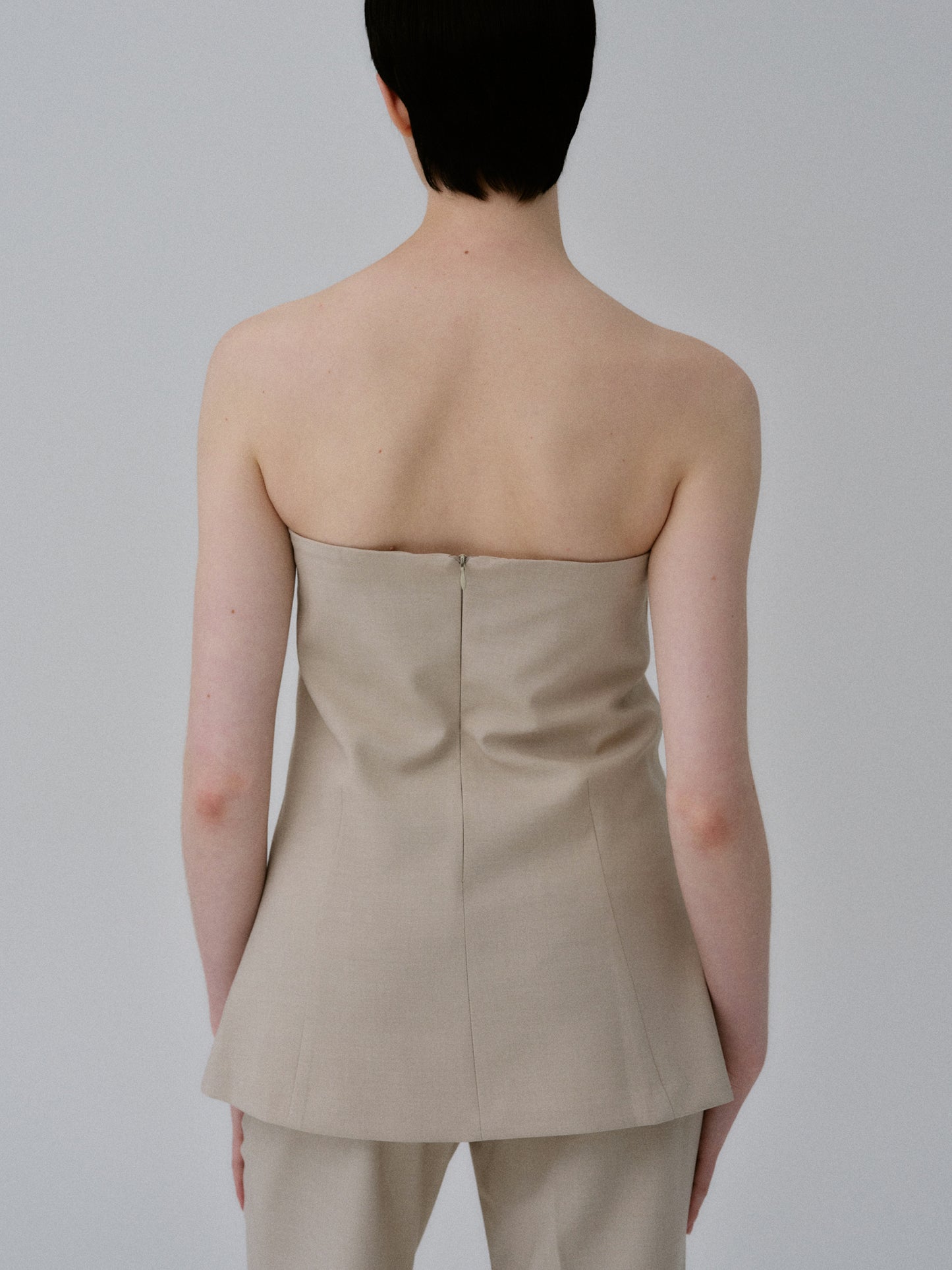 Strapless Suit Top, Beige