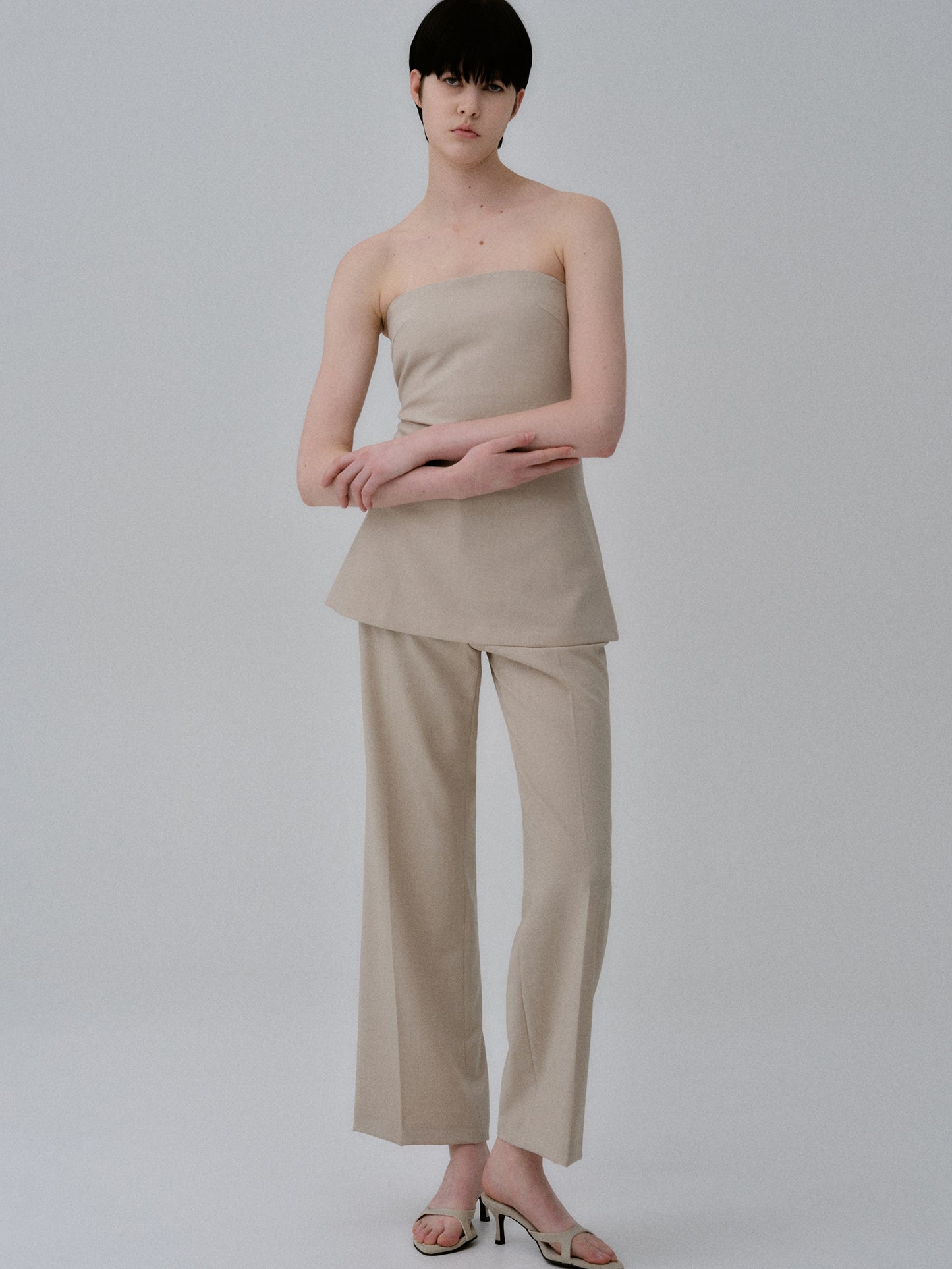 Straight Suit Trousers, Beige