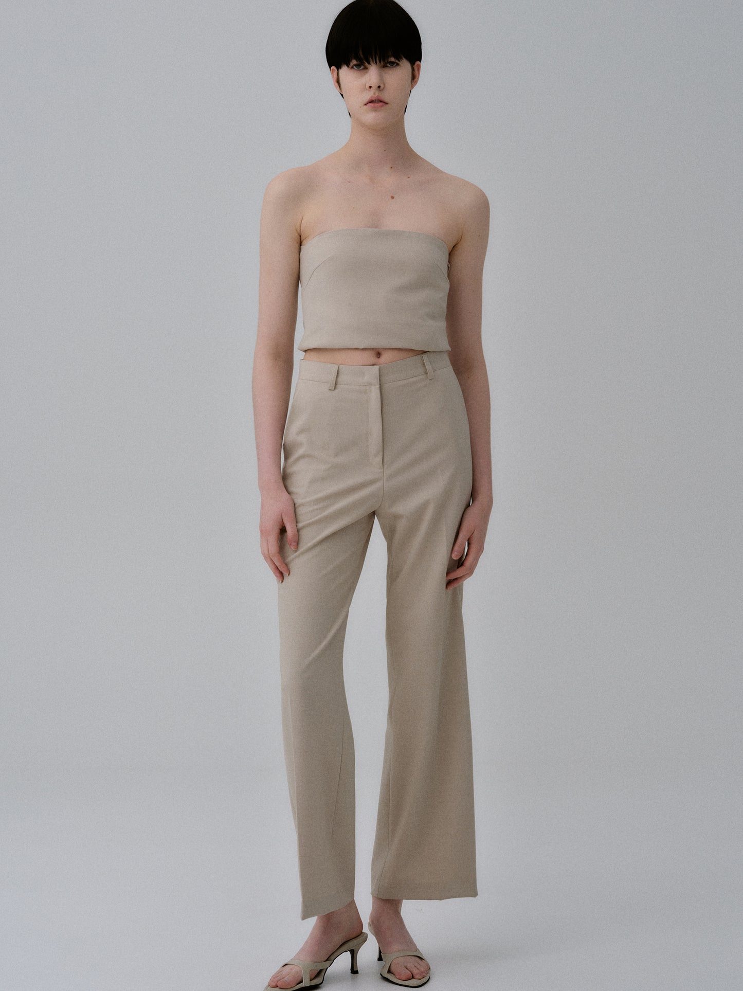 Straight Suit Trousers, Beige
