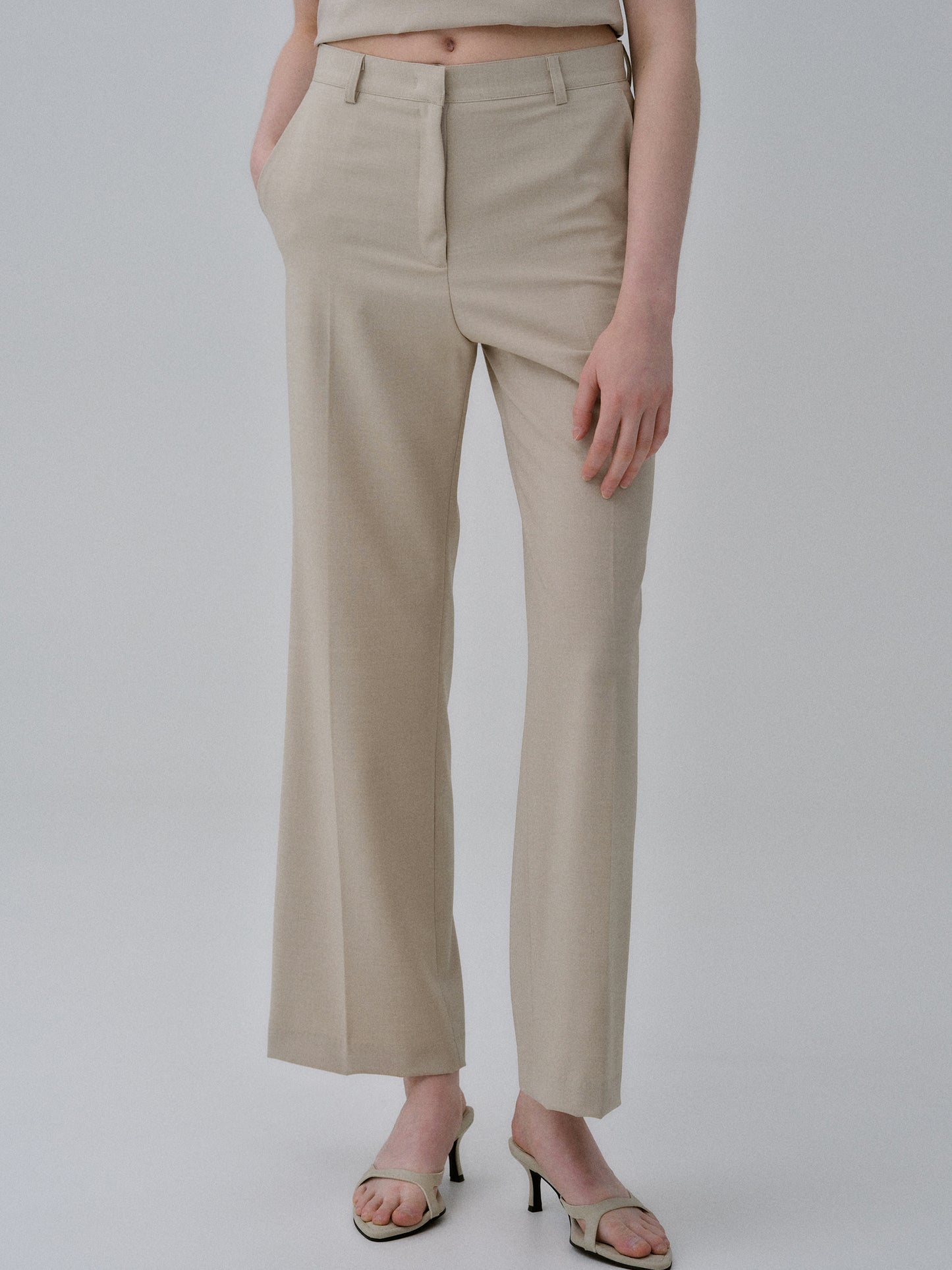 Straight Suit Trousers, Beige