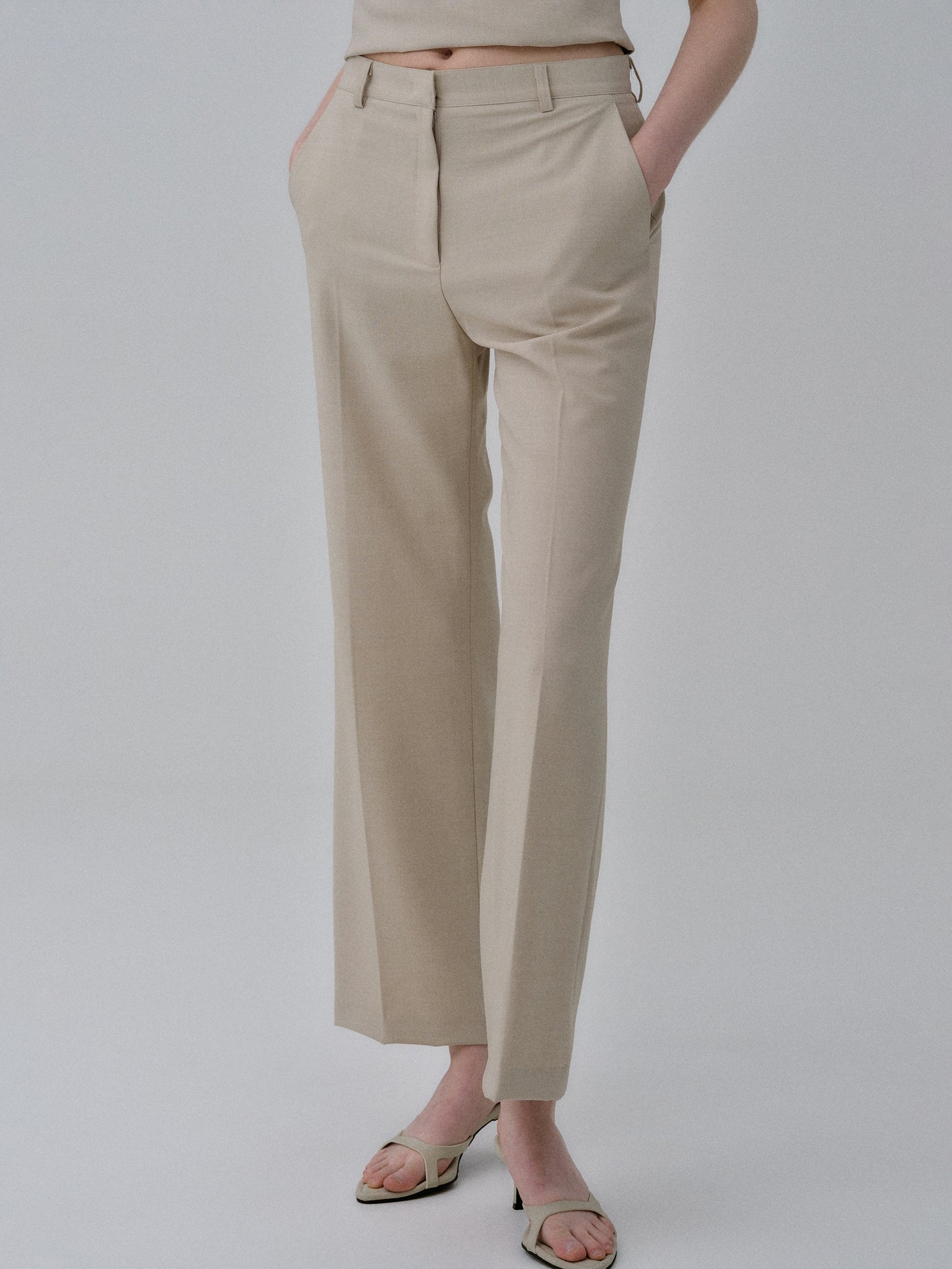 Straight Suit Trousers, Beige