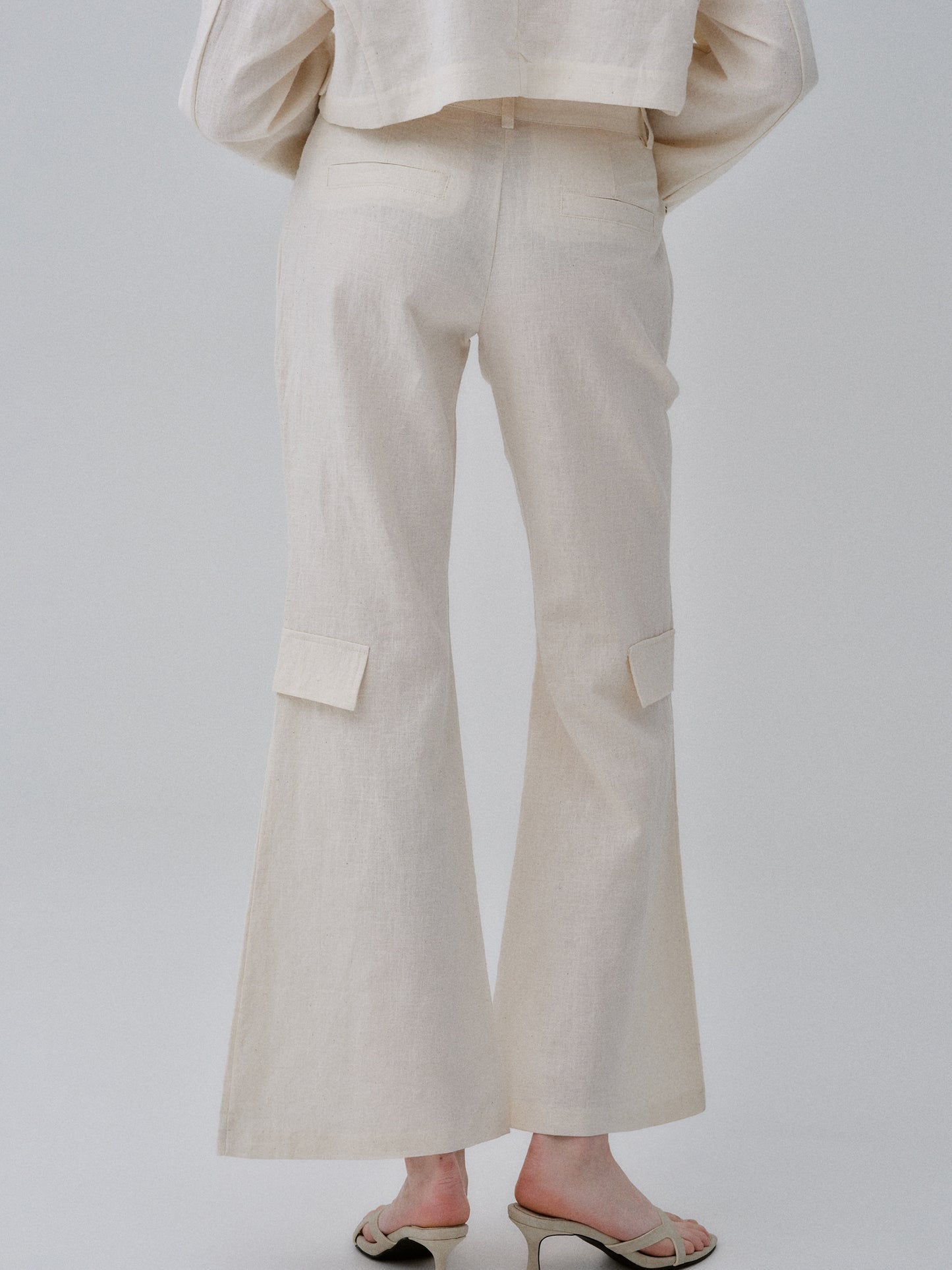 Flared Linen Trousers, Natural