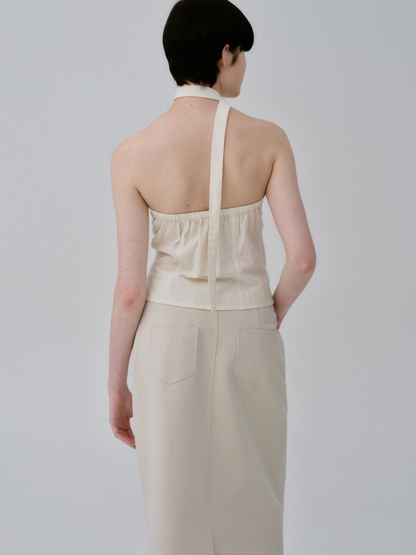 Tie Up Bustier Top, Cream