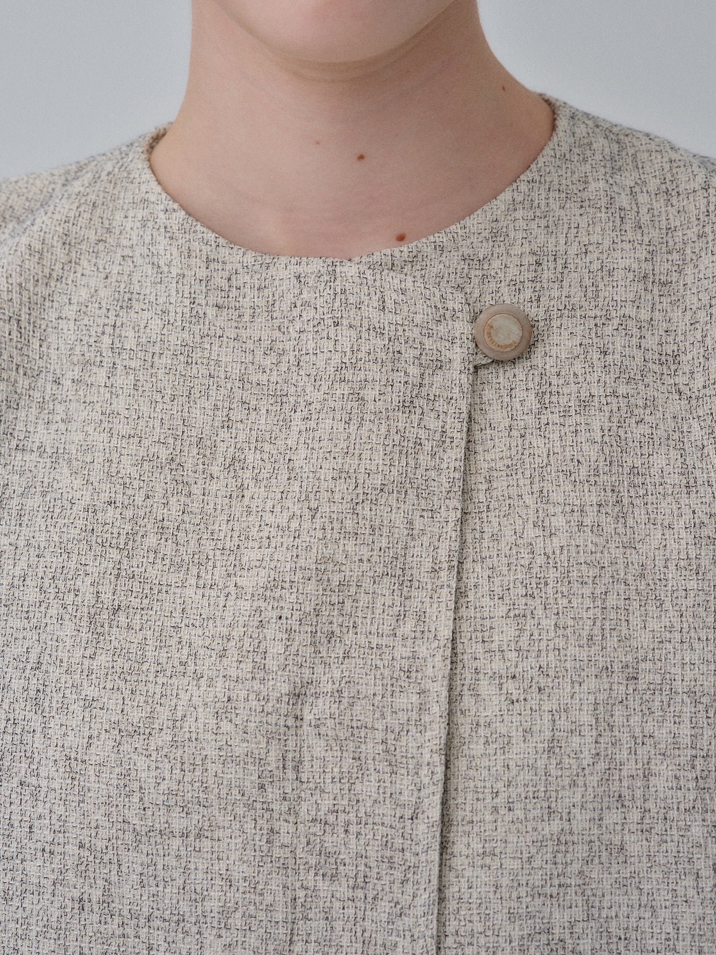 One Button Tweed Top, Oat Melange