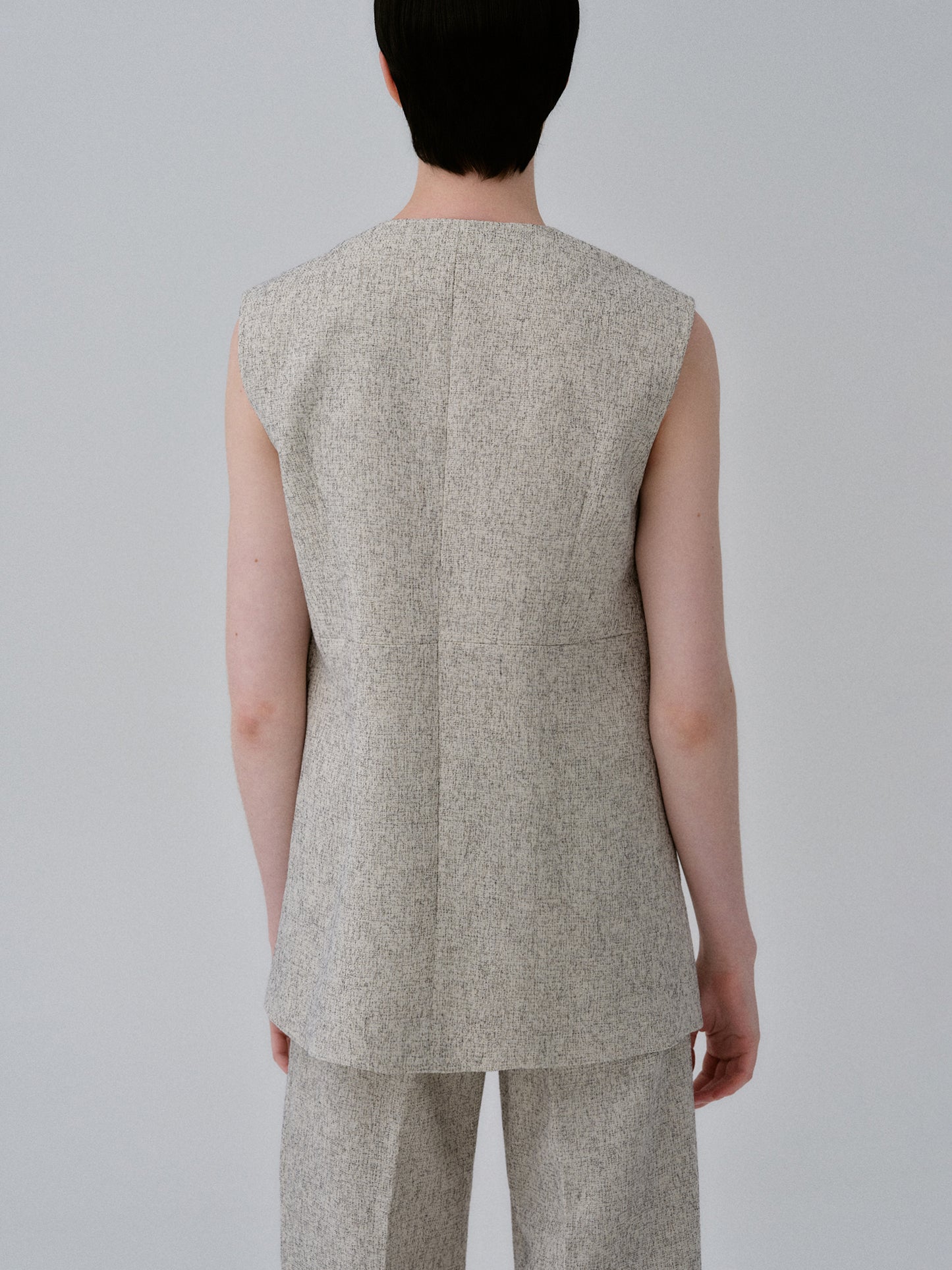 One Button Tweed Top, Oat Melange