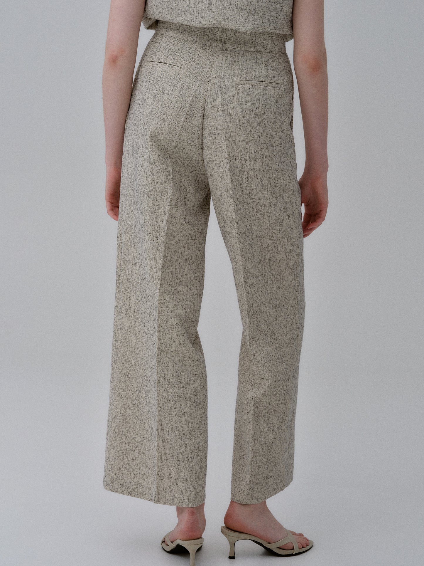 Tweed Tailored Trousers, Oat Melange