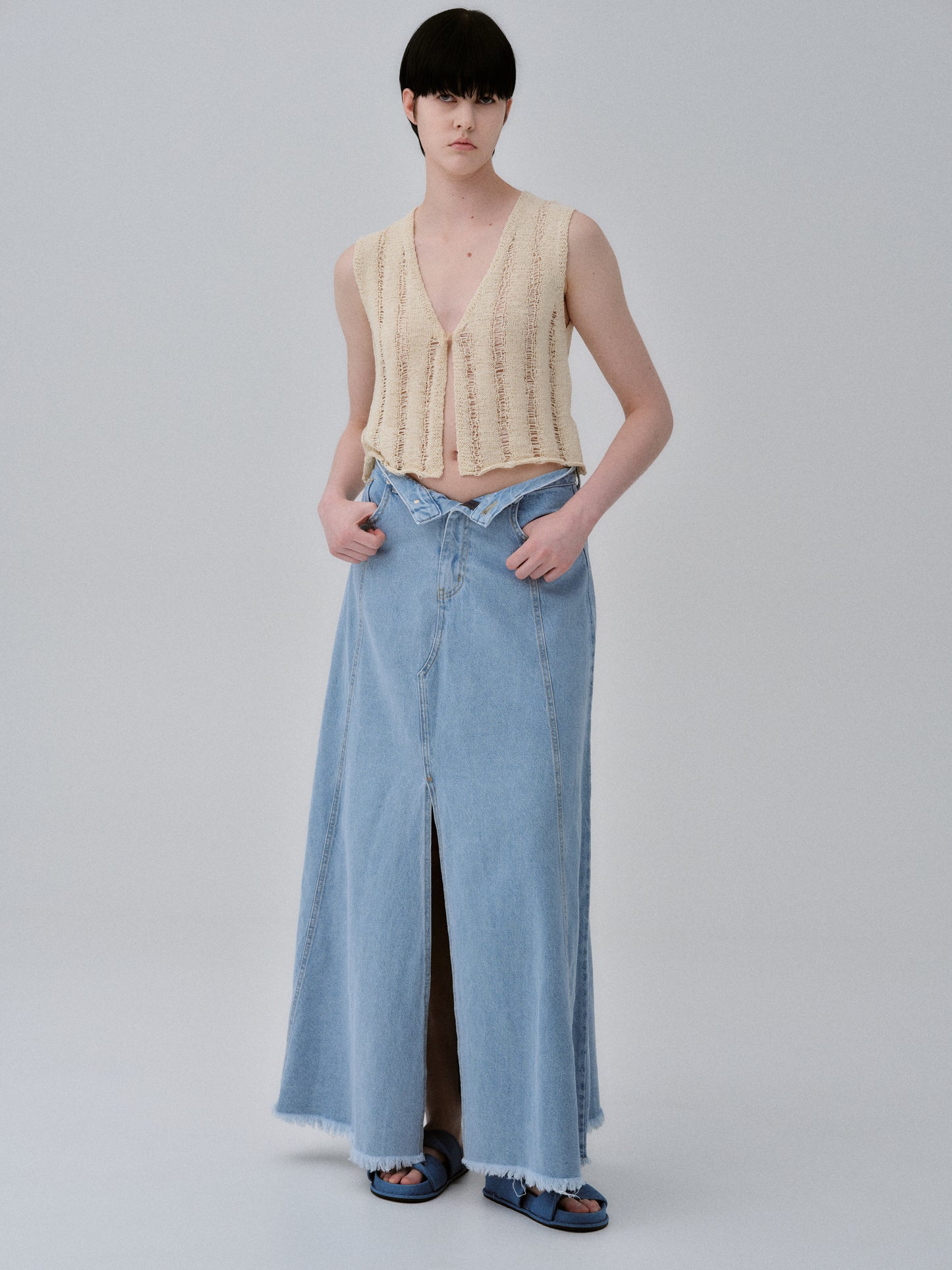 Distressed Open Knit, Beige