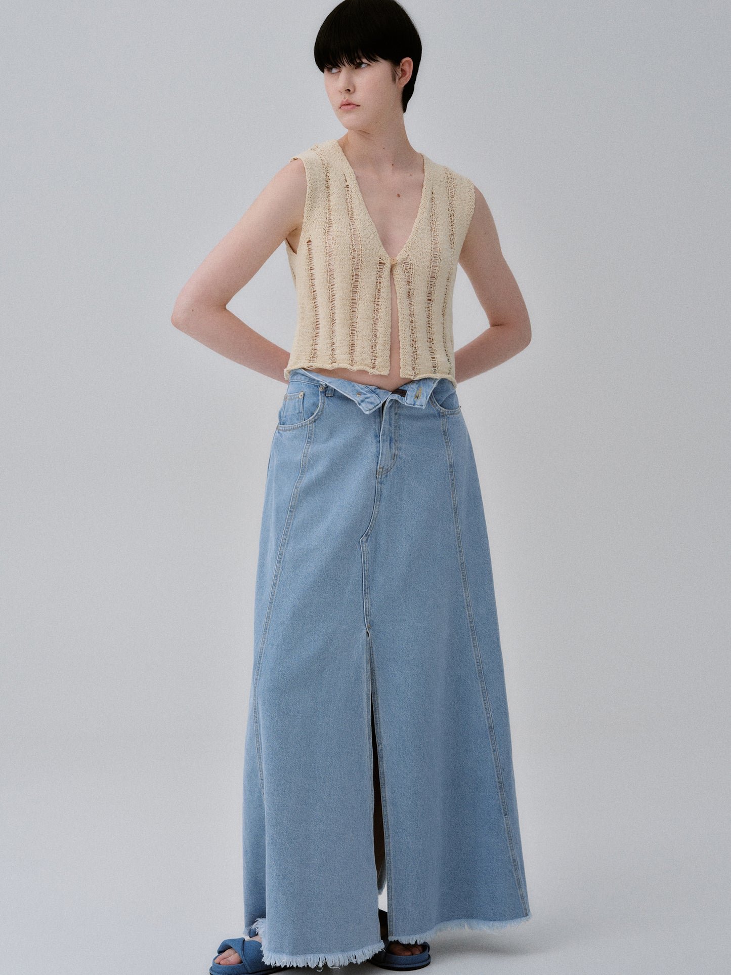 Distressed Open Knit, Beige