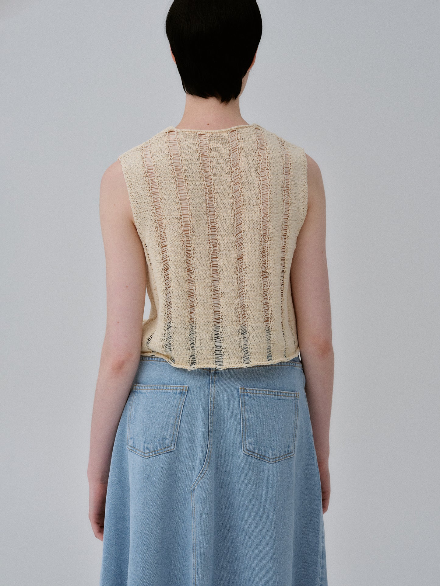 Distressed Open Knit, Beige