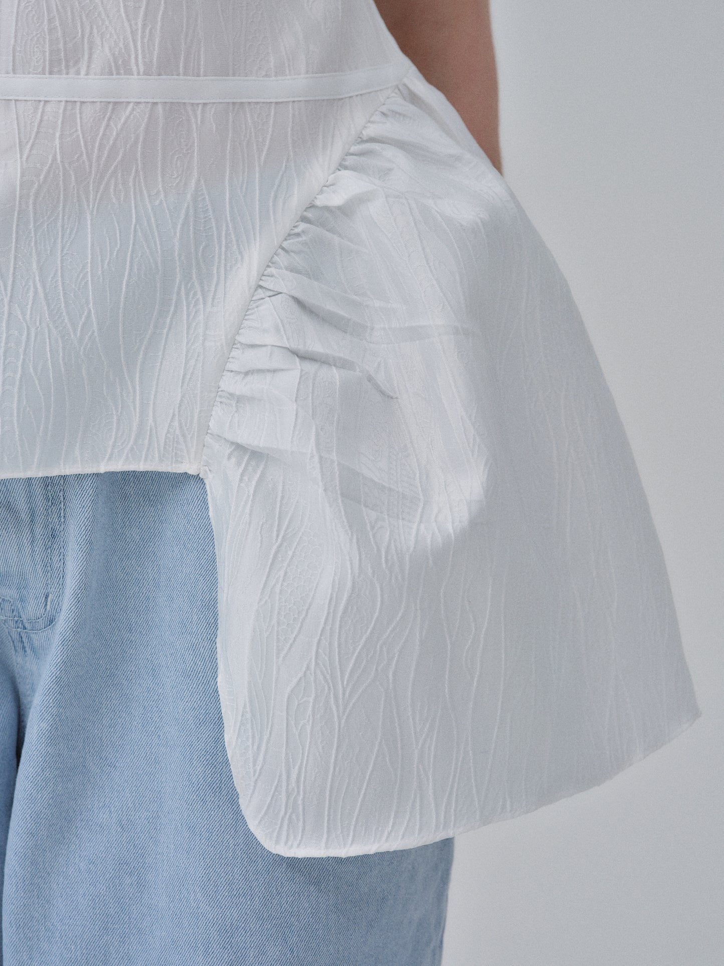 Asymmetric Ruffled Top, White