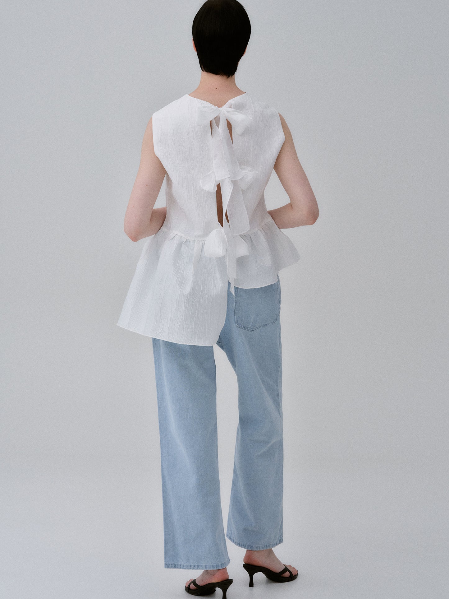 Asymmetric Ruffled Top, White