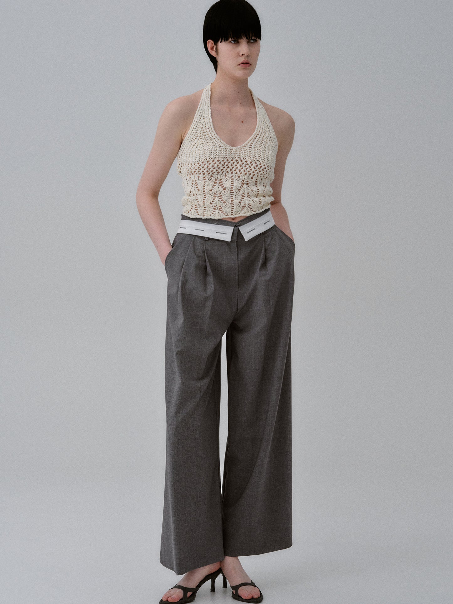Hand-Crocheted Halter Knit, Ivory