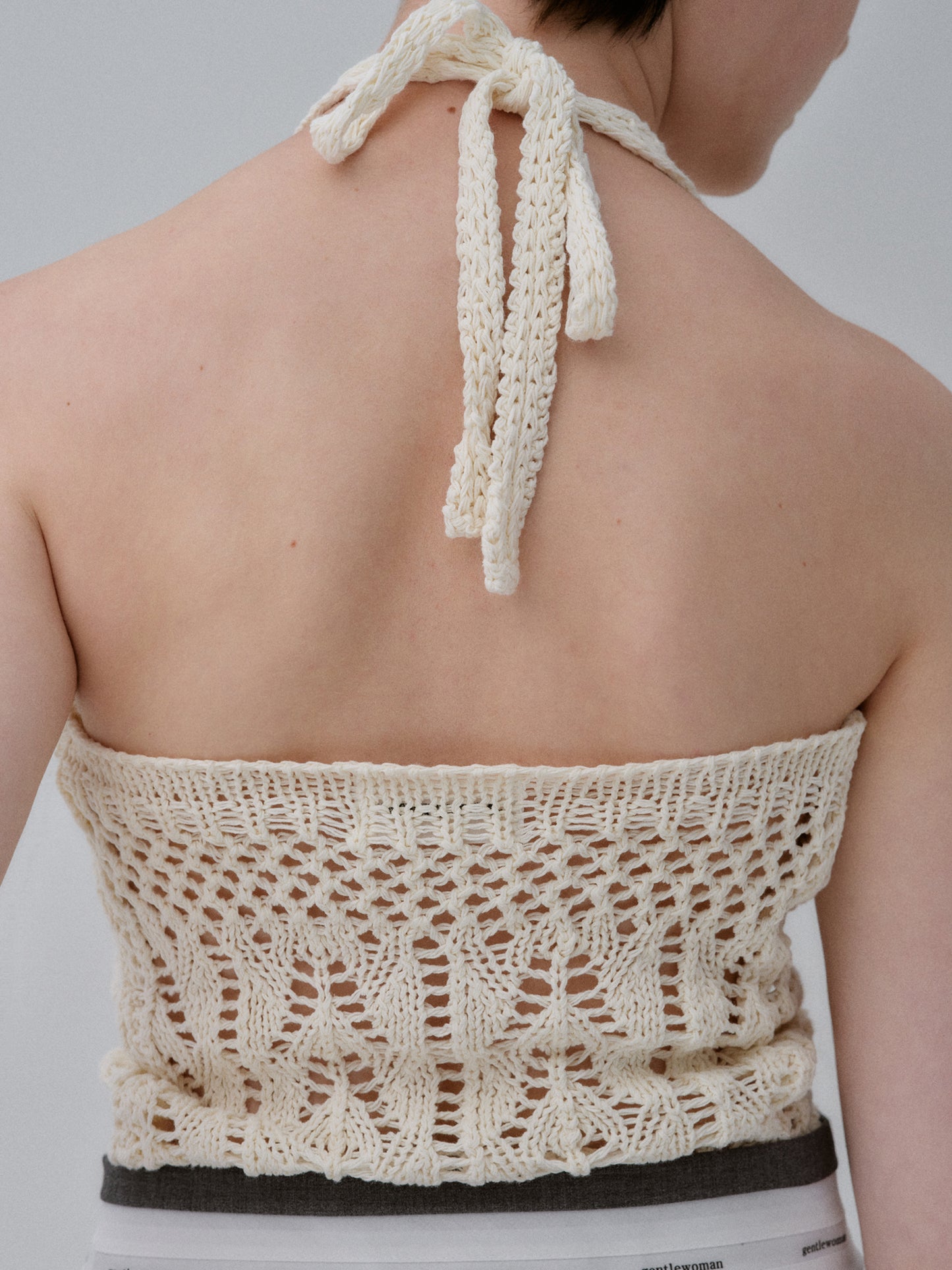 Hand-Crocheted Halter Knit, Ivory
