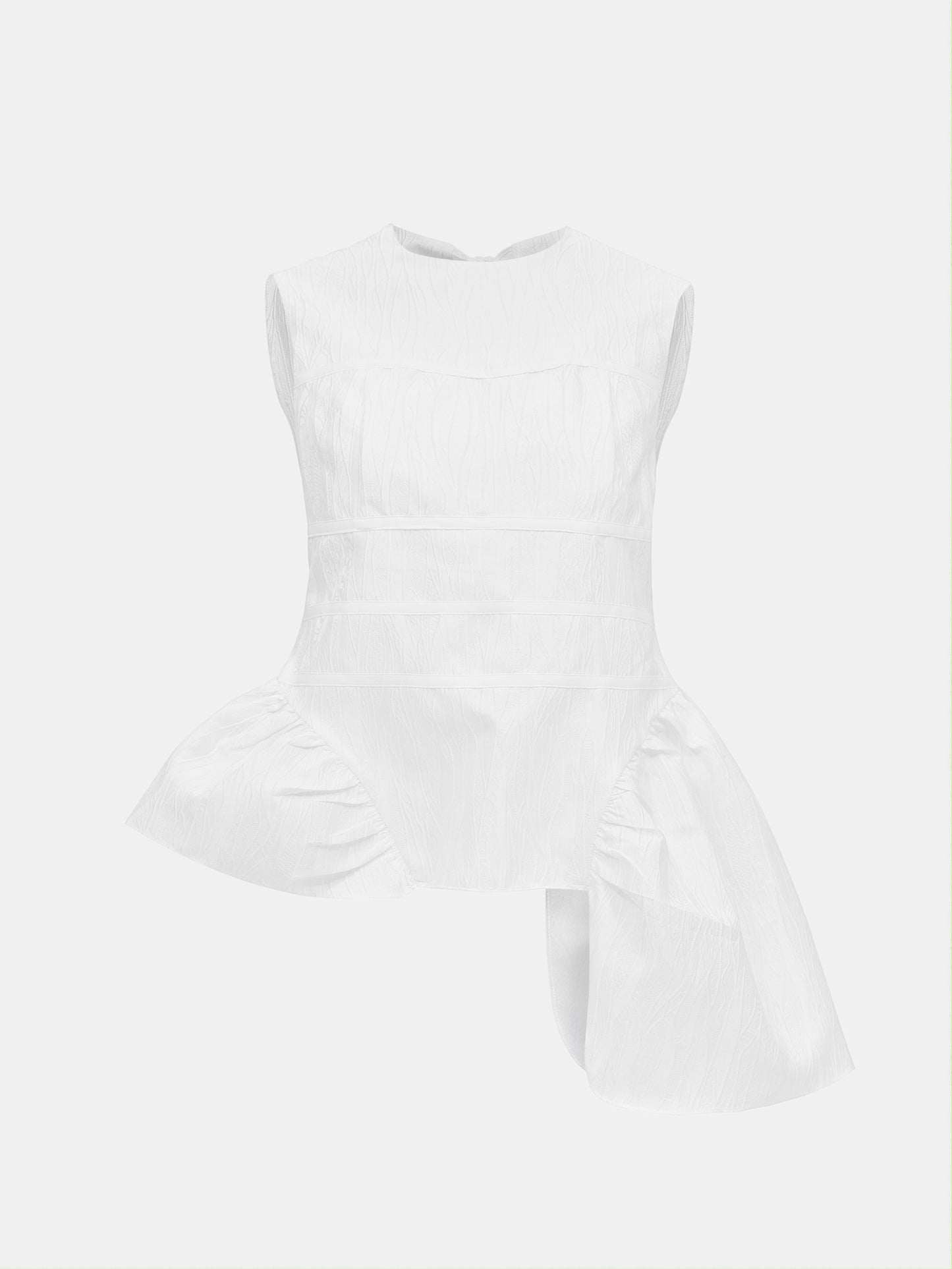 Asymmetric Ruffled Top, White