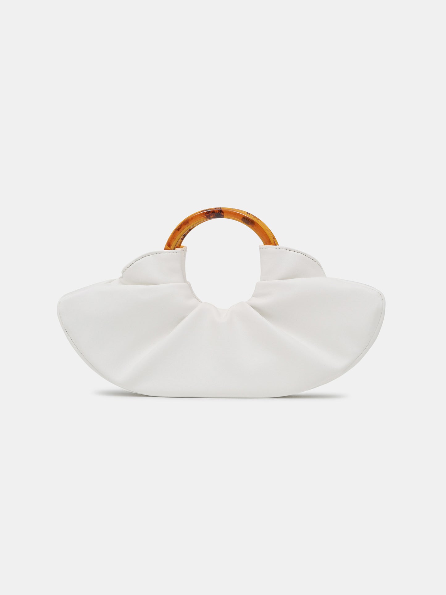 Ruched Shell Bag, White