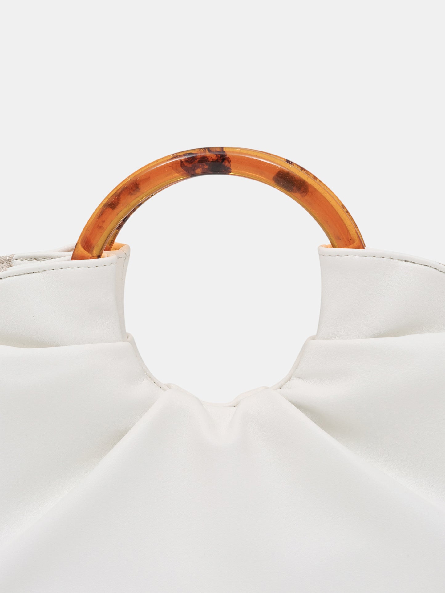 Ruched Shell Bag, White