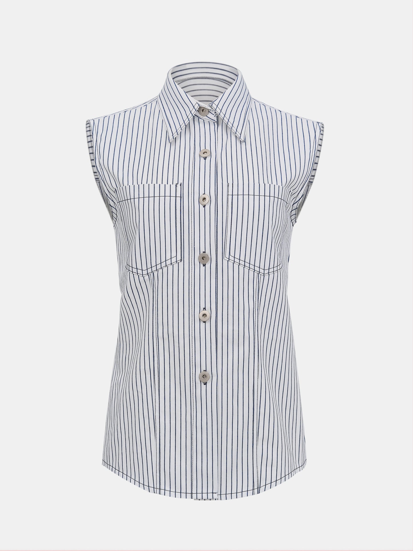 Striped Cotton Vest, White