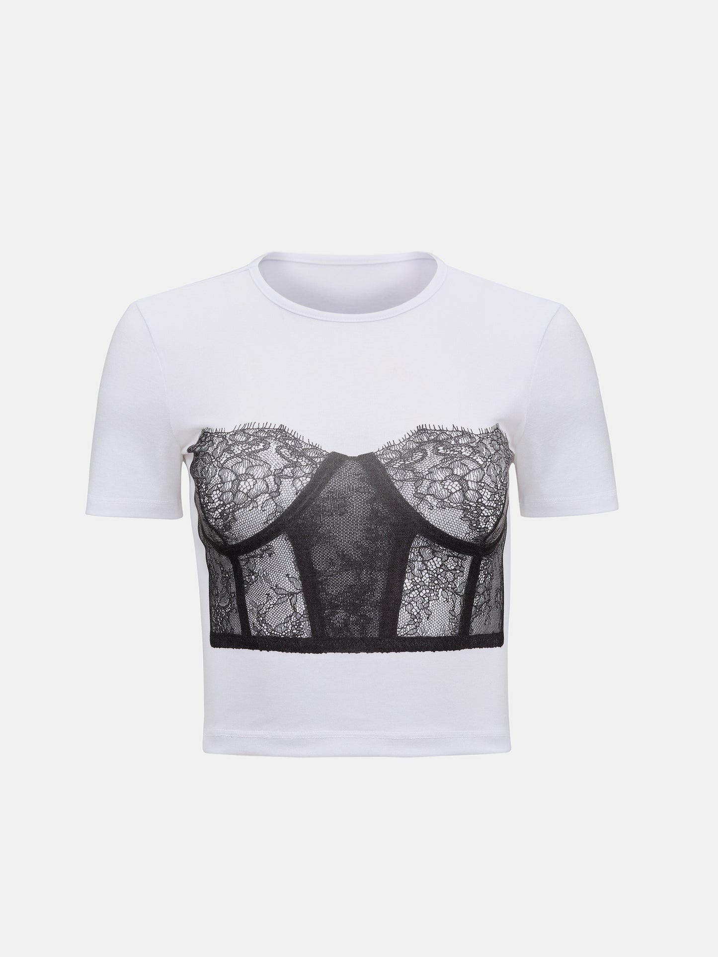 Bustier Print T-Shirt, White