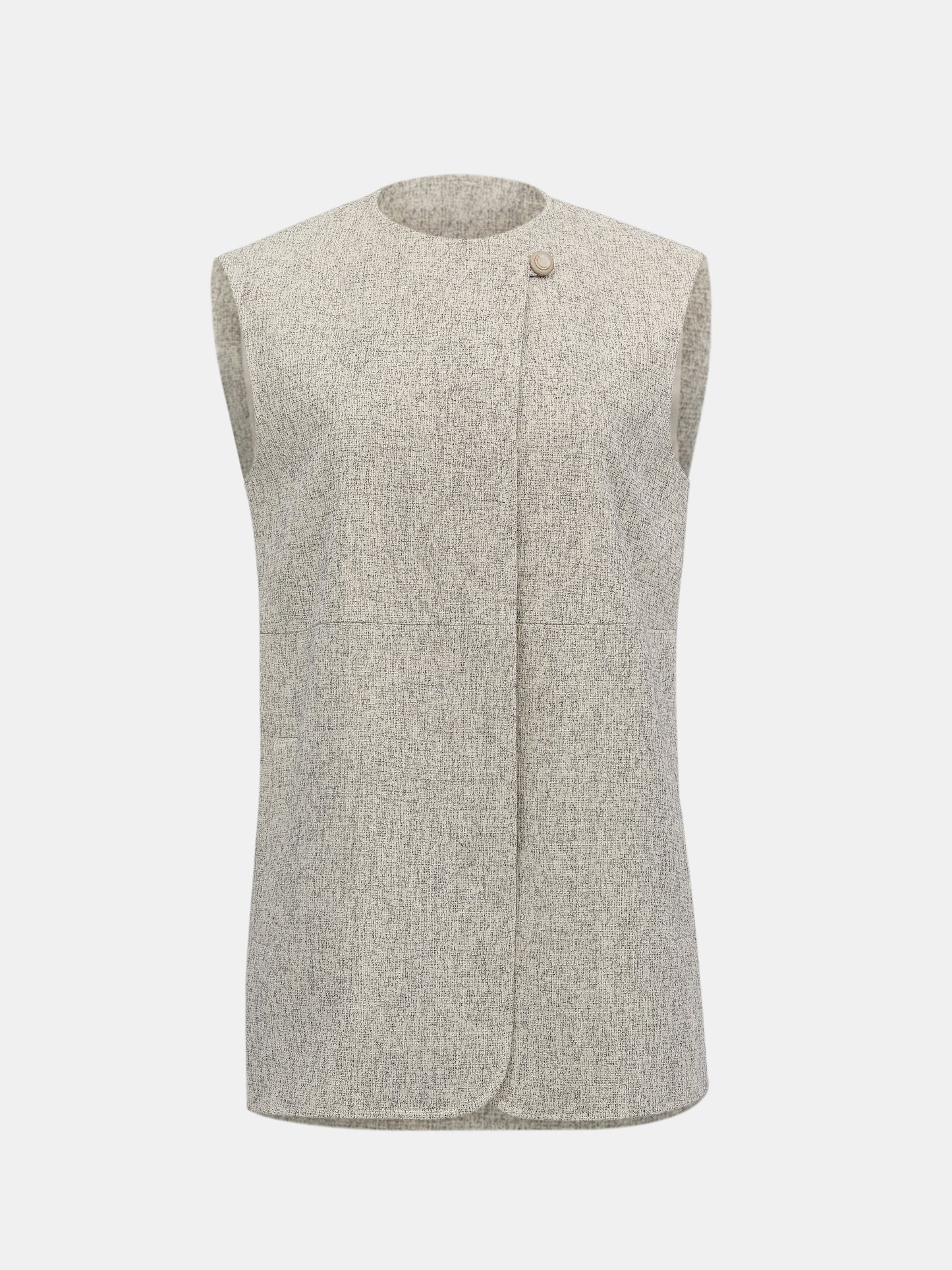 One Button Tweed Top, Oat Melange