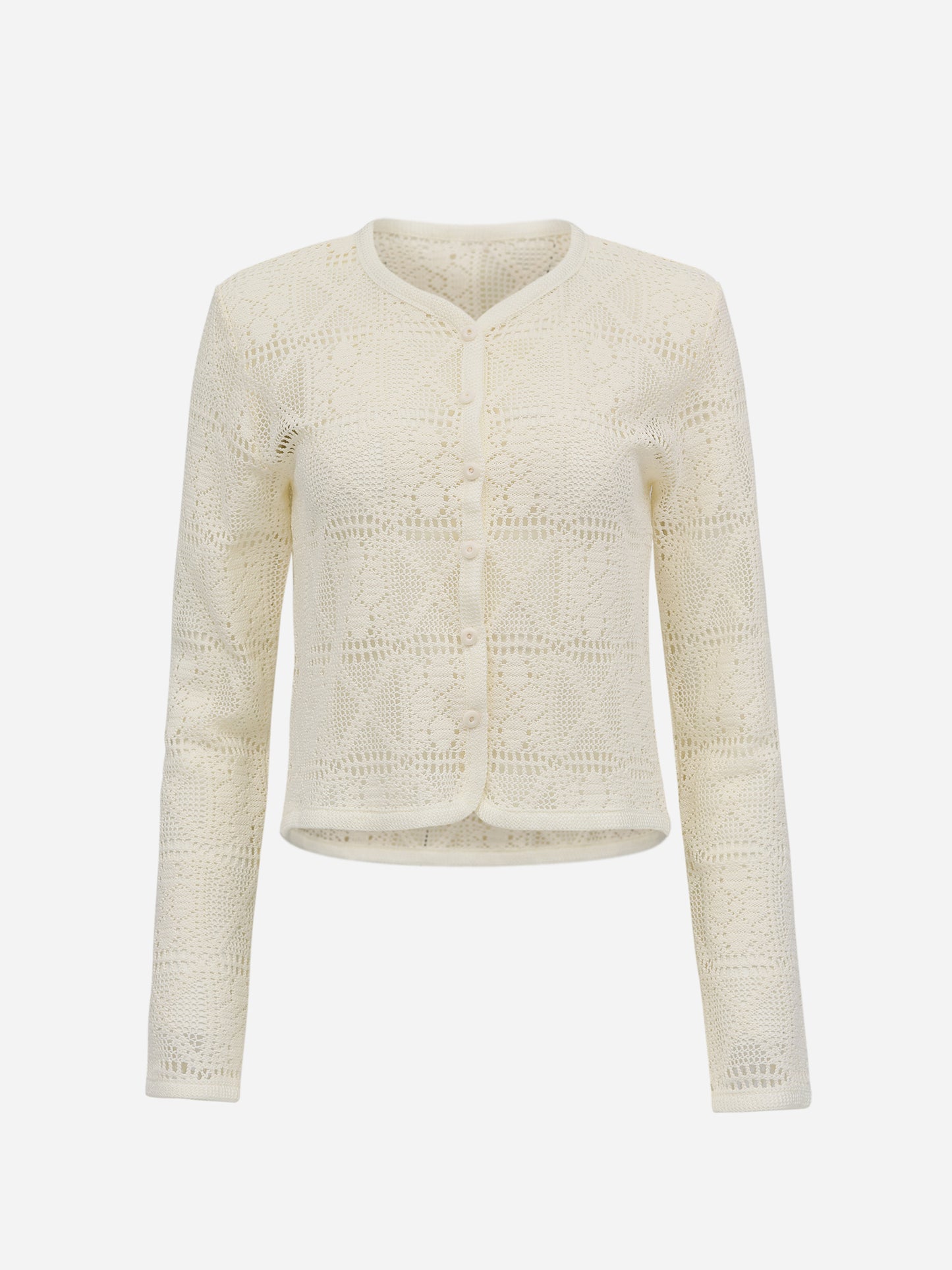 Knitted Crochet Cardigan, Ivory