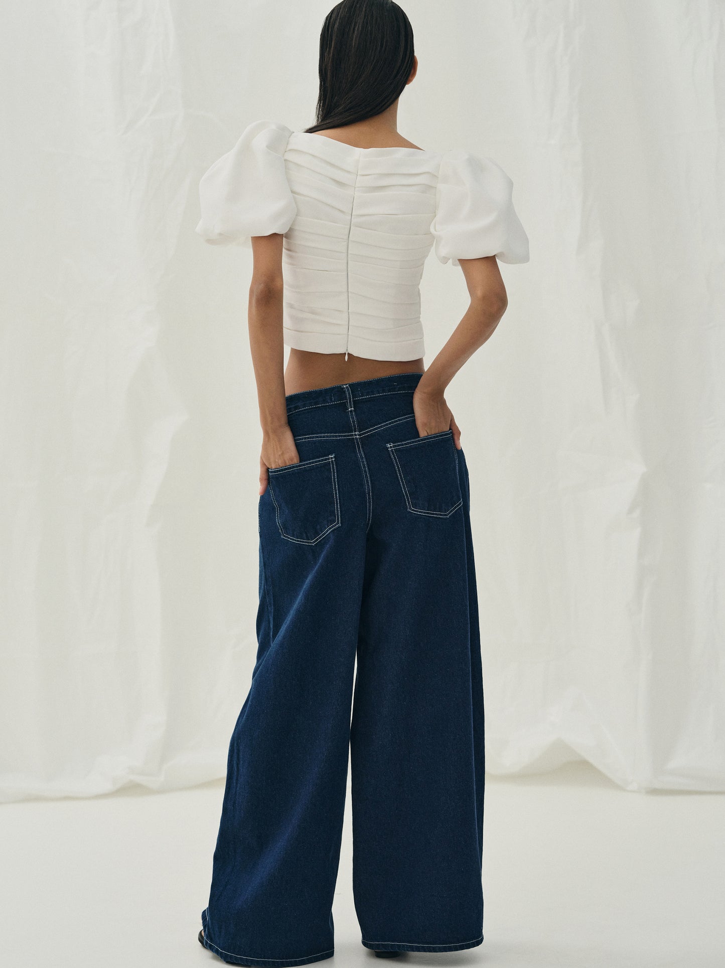 Puff-Sleeve Blouse, White